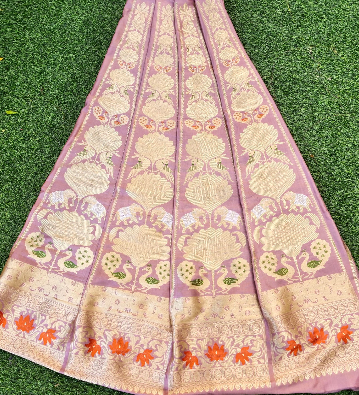 Handloom Banarasi Katan Silk Kalidar Elephant Lehenga