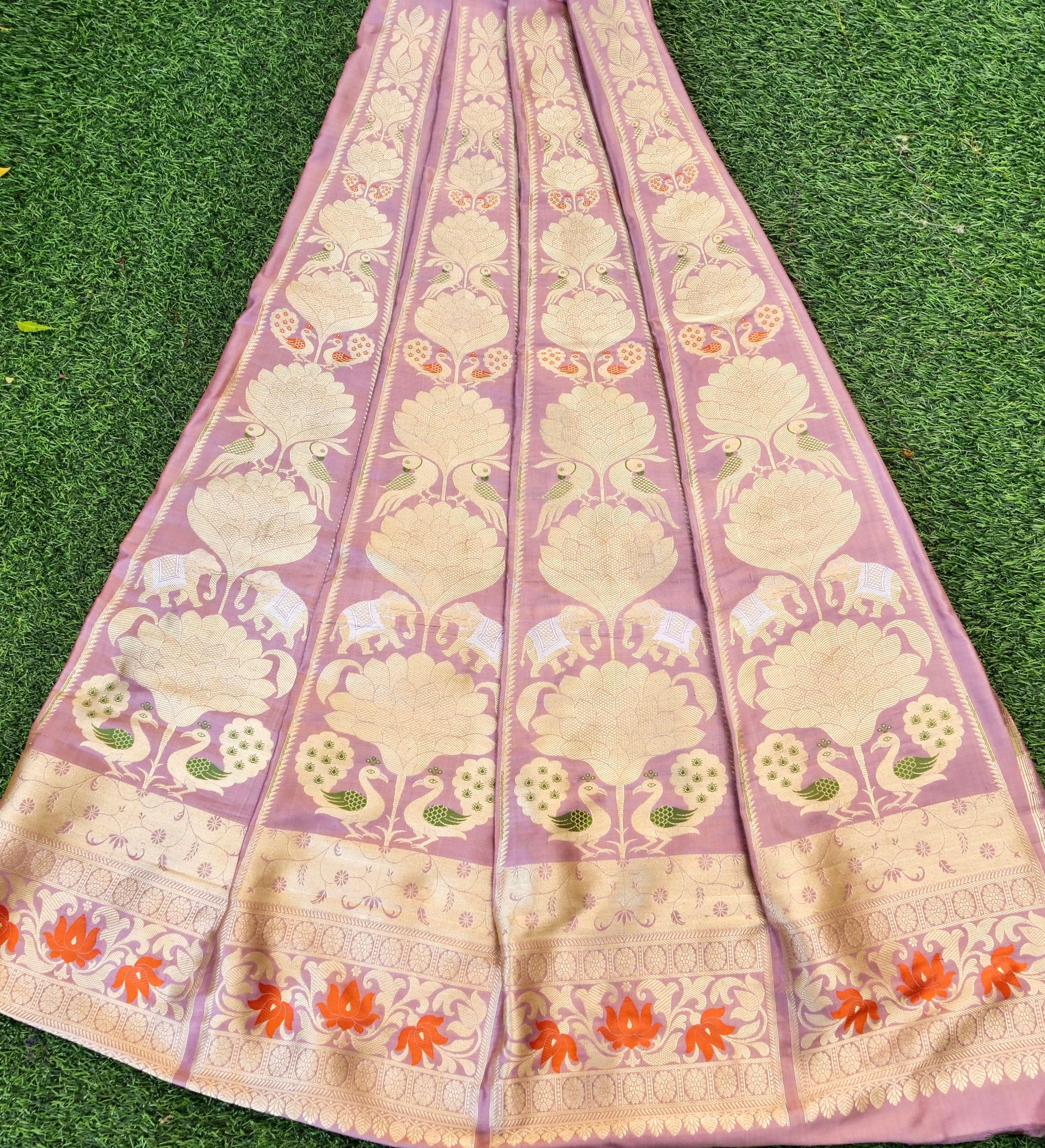 Handloom Banarasi Katan Silk Kalidar Elephant Lehenga