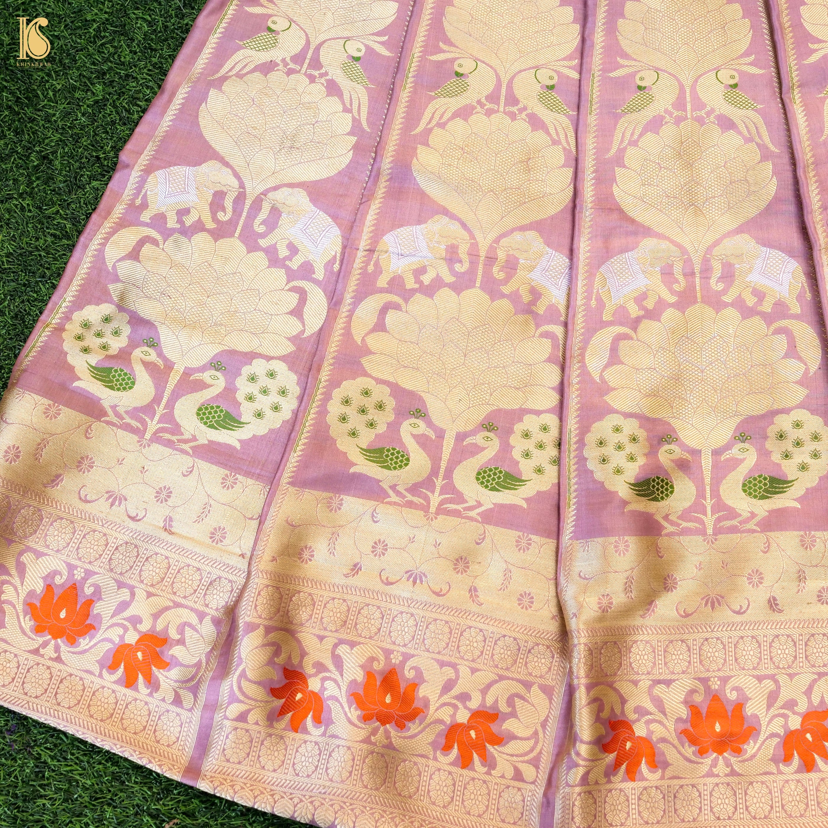 Handloom Banarasi Katan Silk Kalidar Elephant Lehenga
