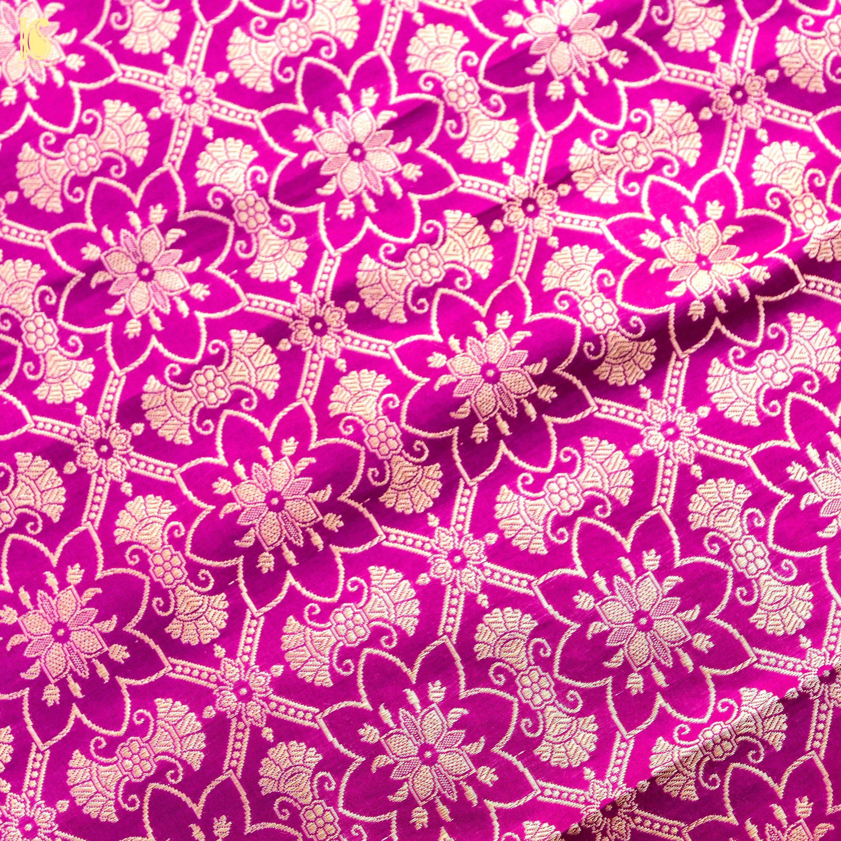 Handloom Banarasi Katan Silk Kalidar Lotus Lehenga