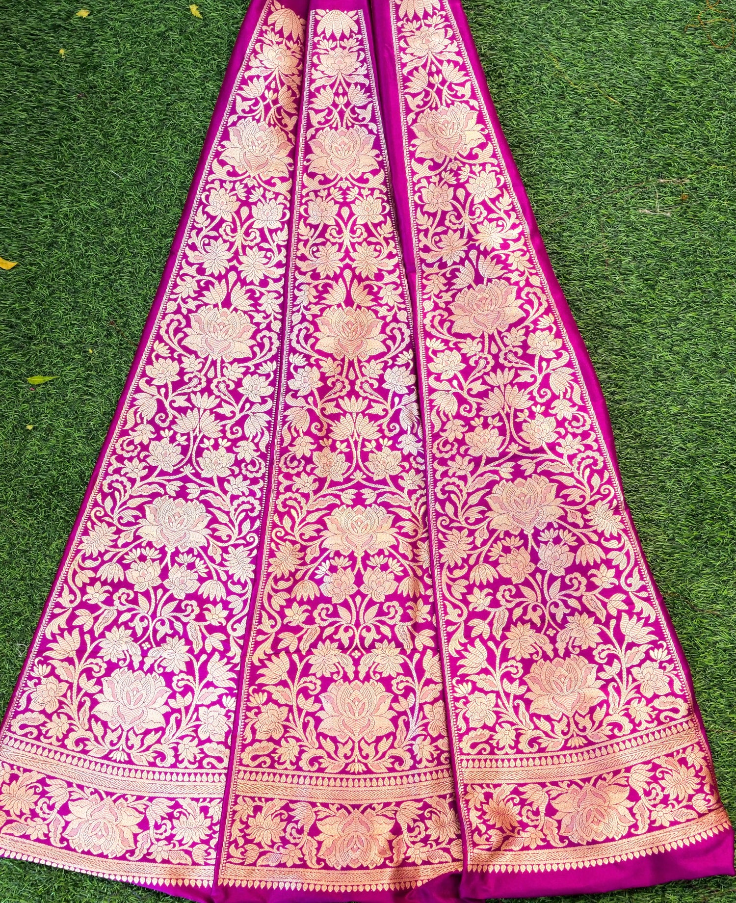 Handloom Banarasi Katan Silk Kalidar Lotus Lehenga