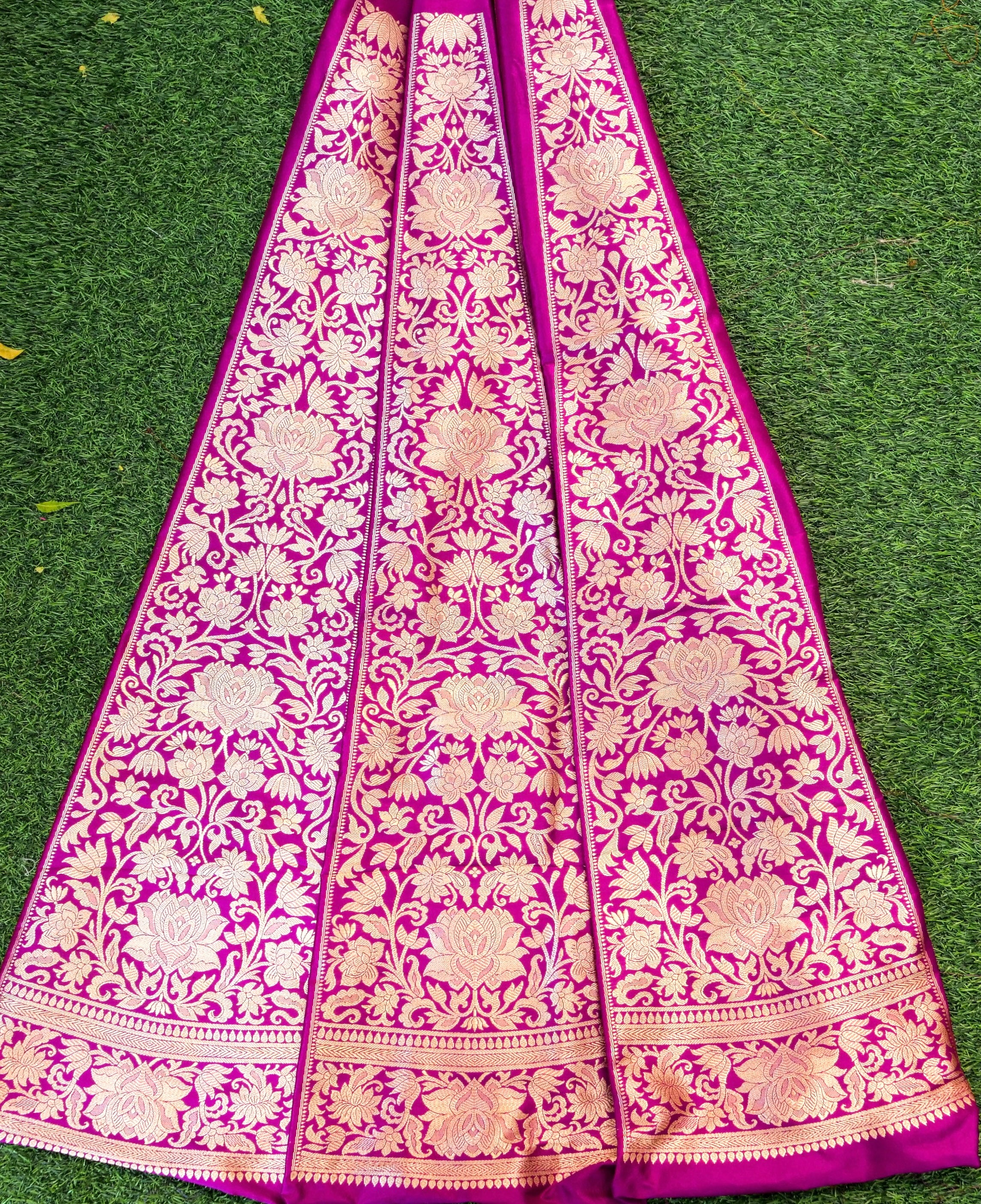 Handloom Banarasi Katan Silk Kalidar Lotus Lehenga