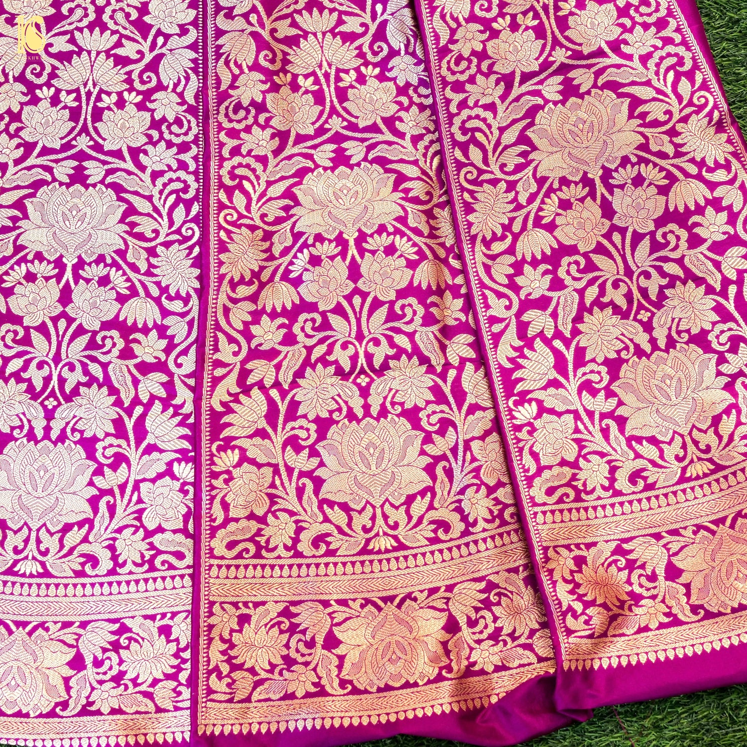 Handloom Banarasi Katan Silk Kalidar Lotus Lehenga