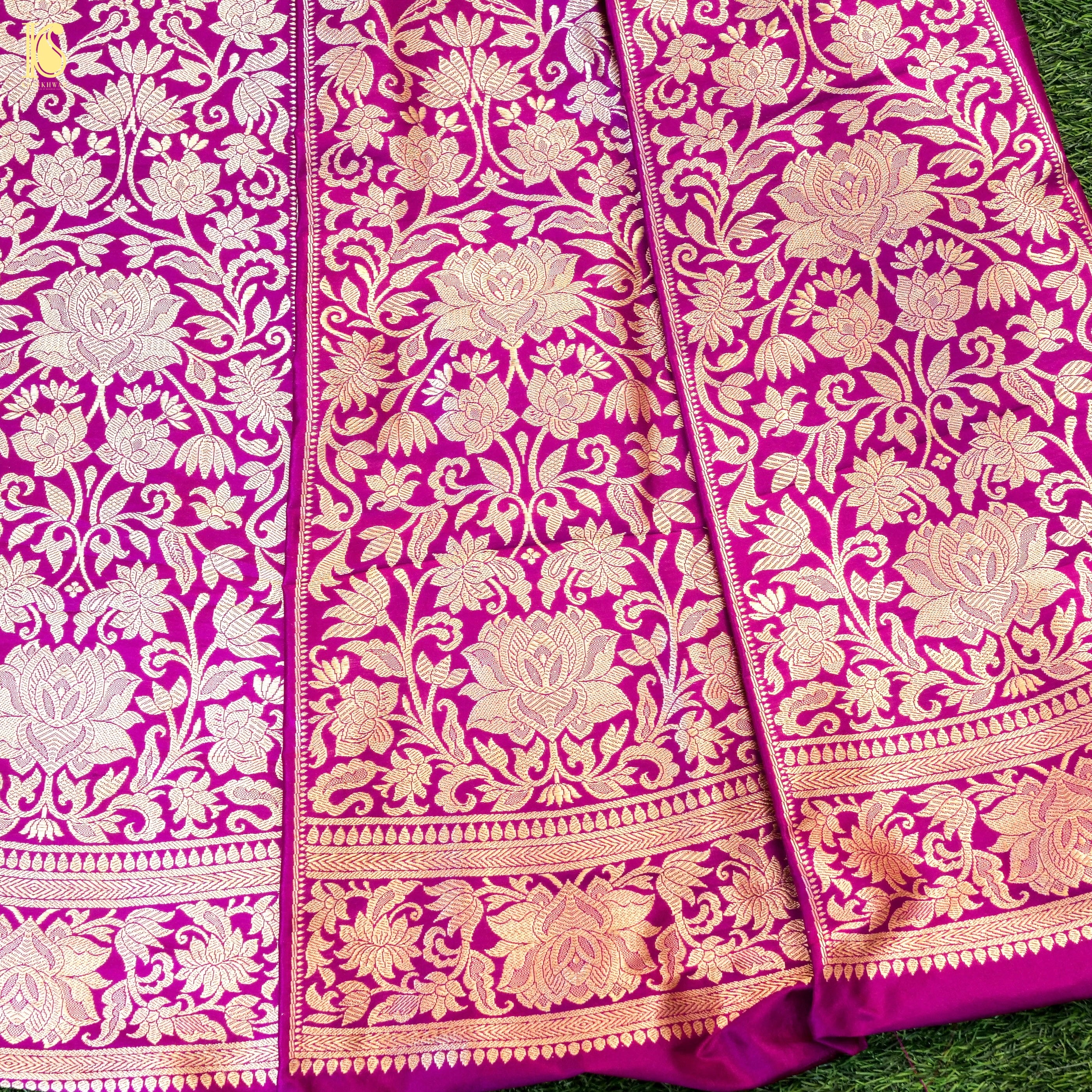 Handloom Banarasi Katan Silk Kalidar Lotus Lehenga