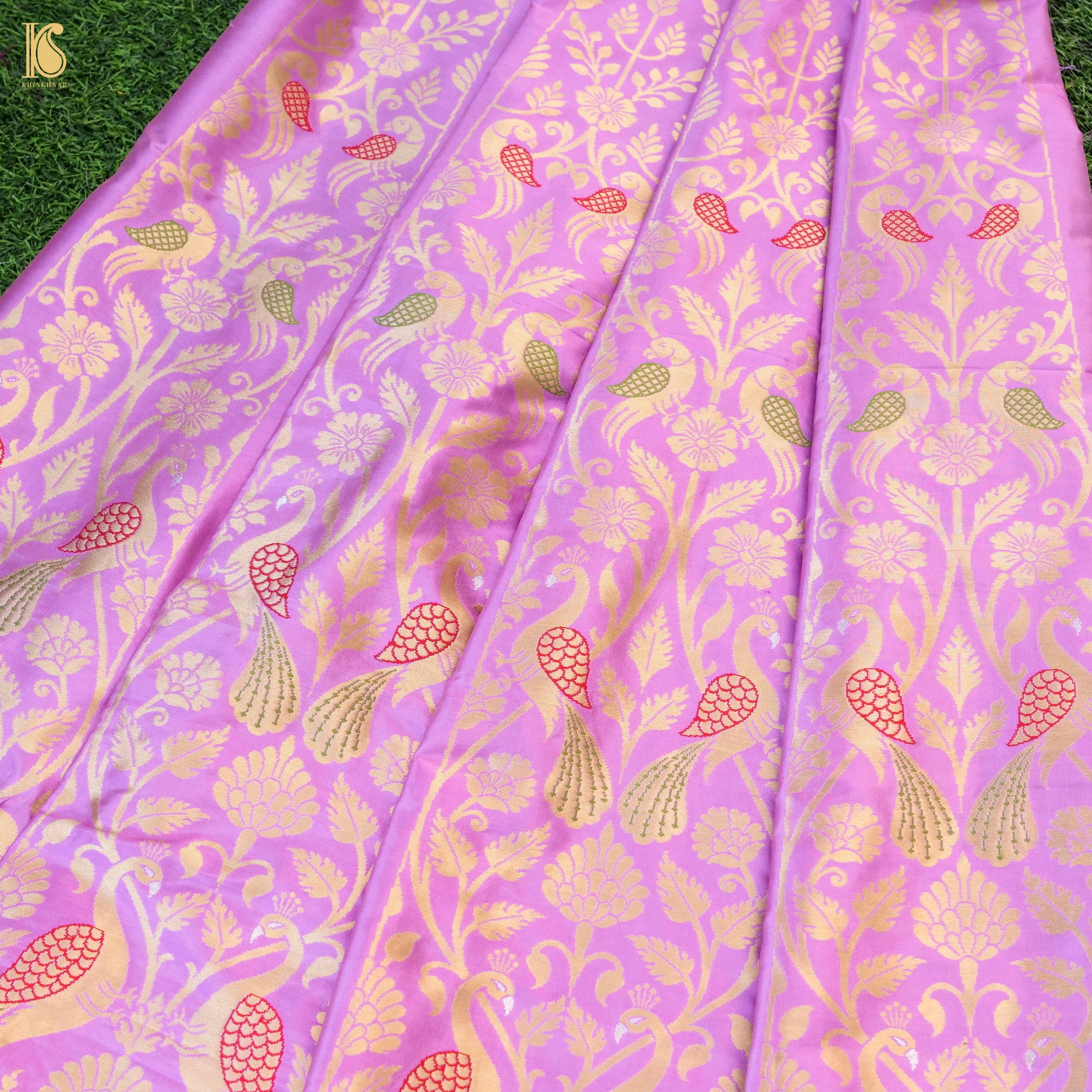 Handloom Banarasi Katan Silk Kalidar Peacock Lehenga