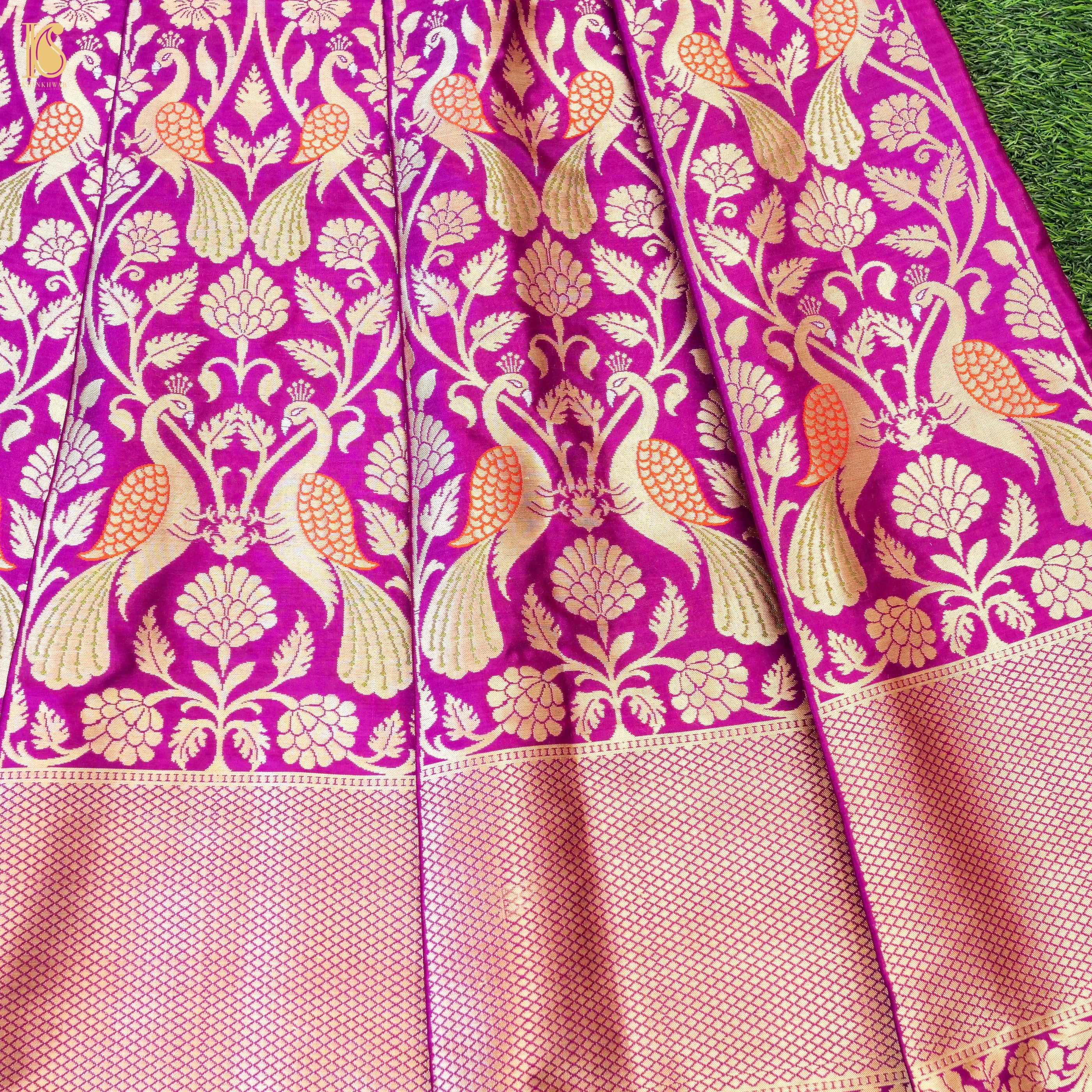 Handloom Banarasi Katan Silk Kalidar Peacock Lehenga
