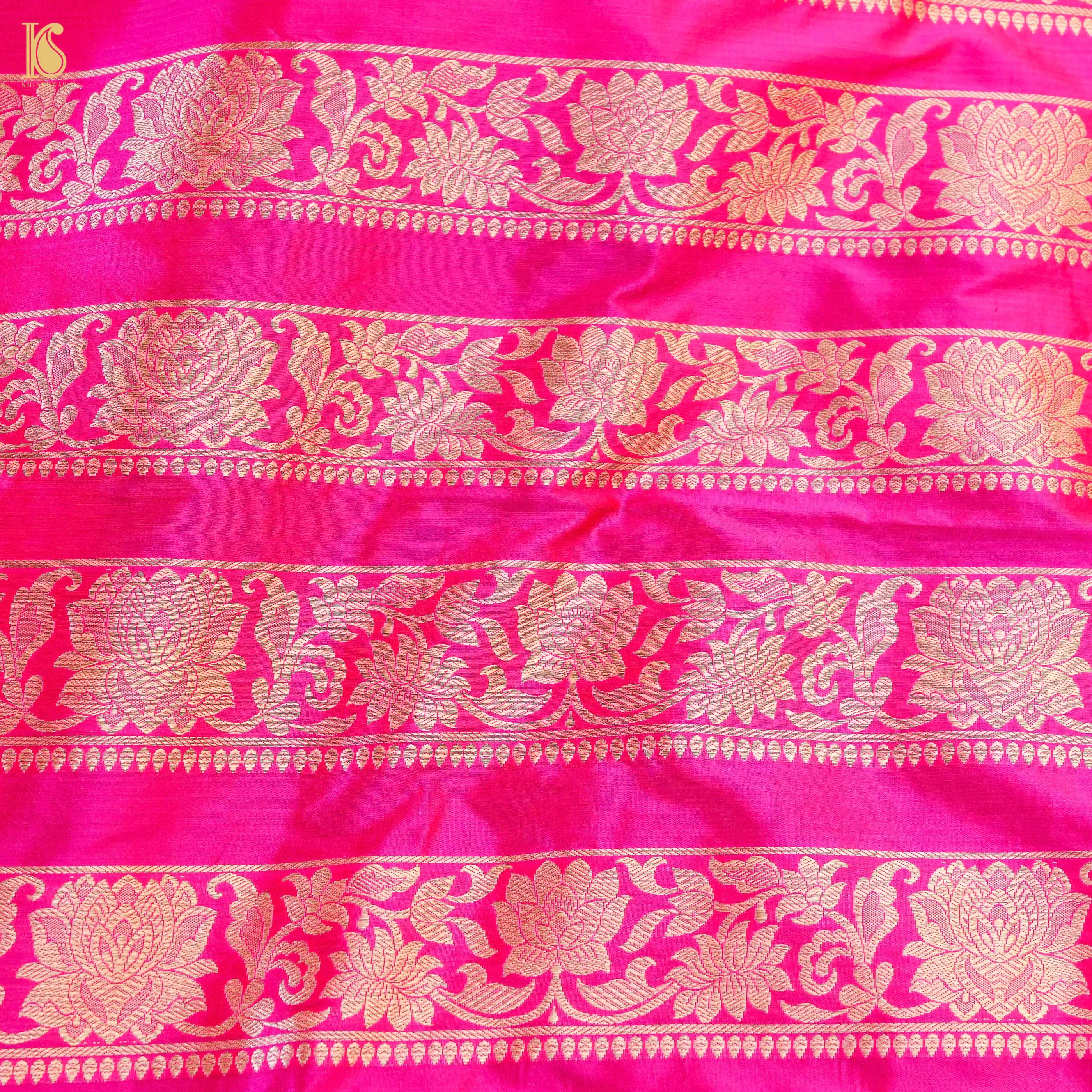 Handloom Banarasi Katan Silk Kalidar Lotus Lehenga