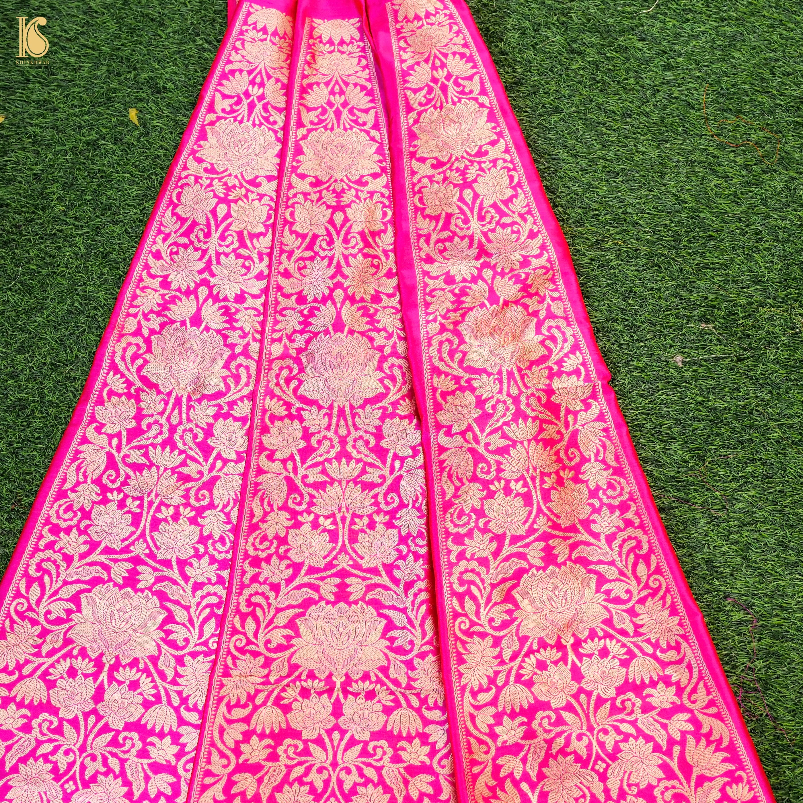 Handloom Banarasi Katan Silk Kalidar Lotus Lehenga