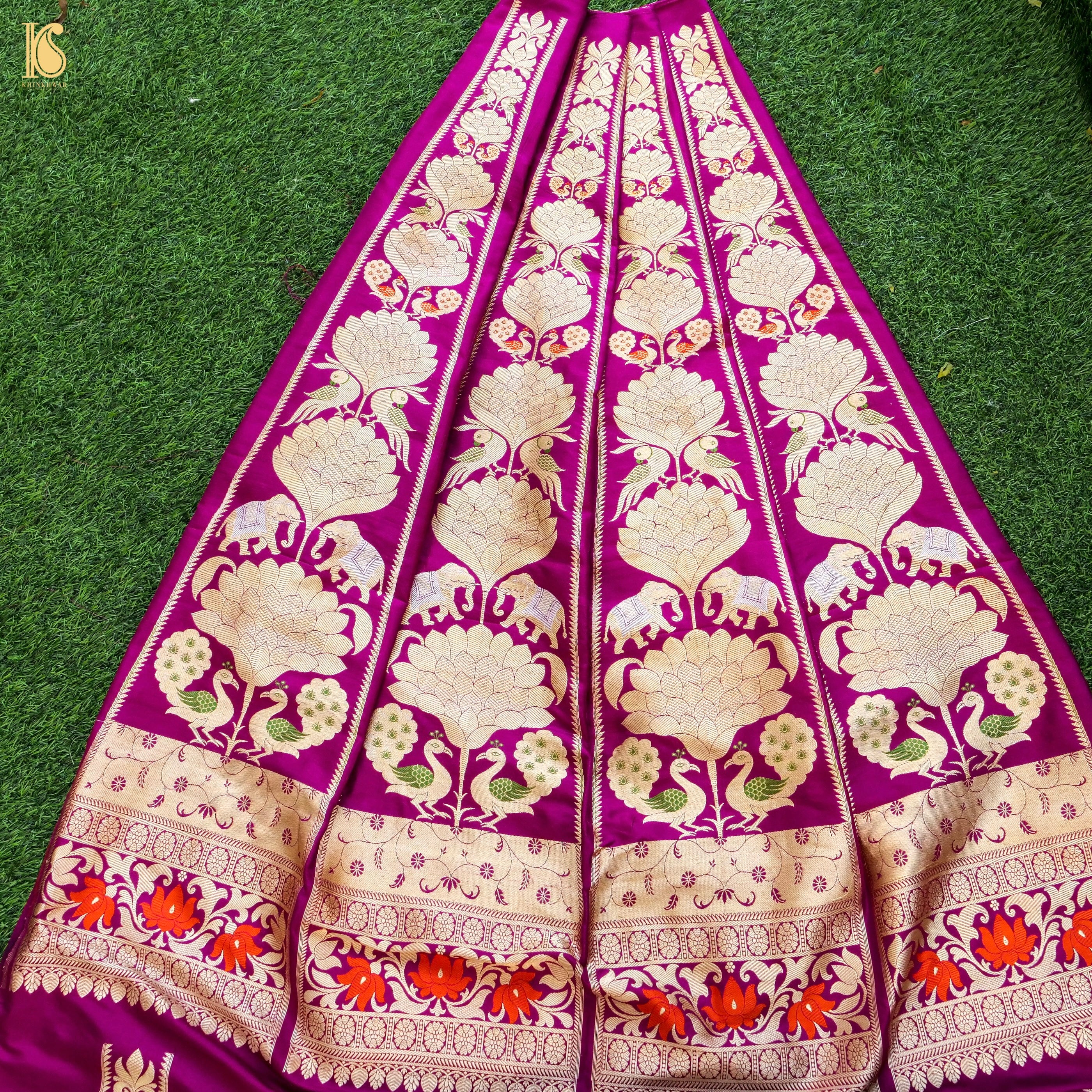 Handloom Banarasi Katan Silk Kalidar Elephant Lehenga