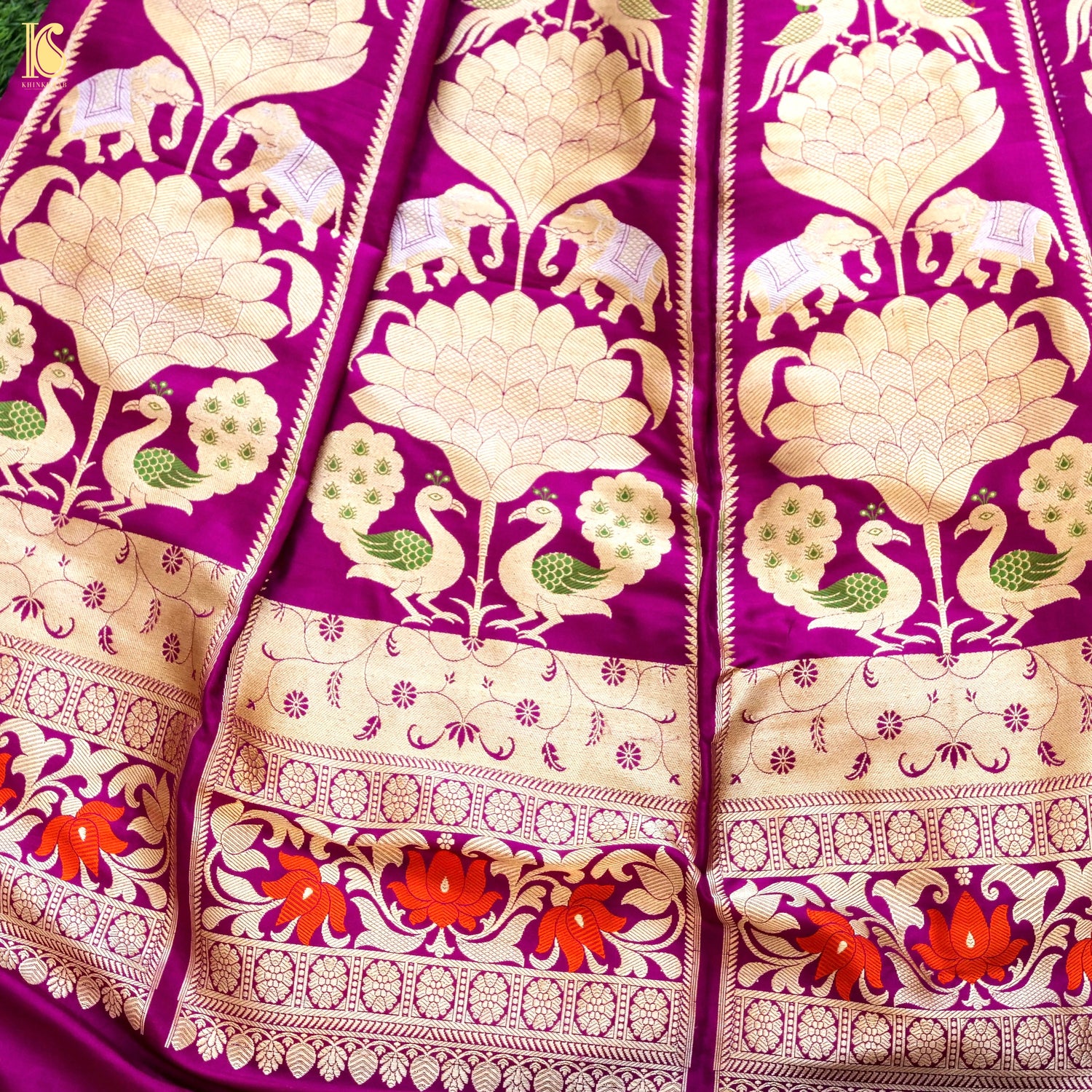 Handloom Banarasi Katan Silk Kalidar Elephant Lehenga