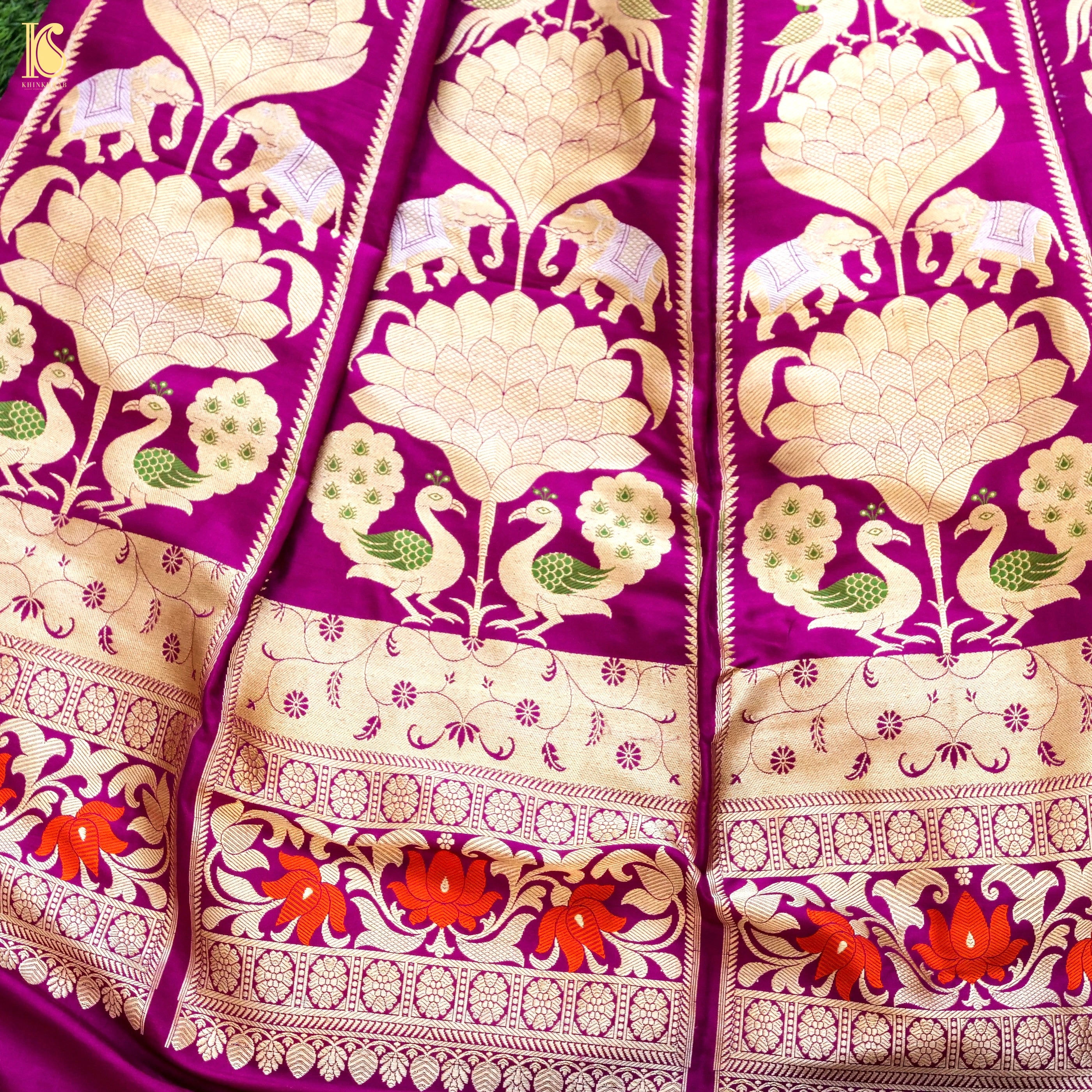 Handloom Banarasi Katan Silk Kalidar Elephant Lehenga