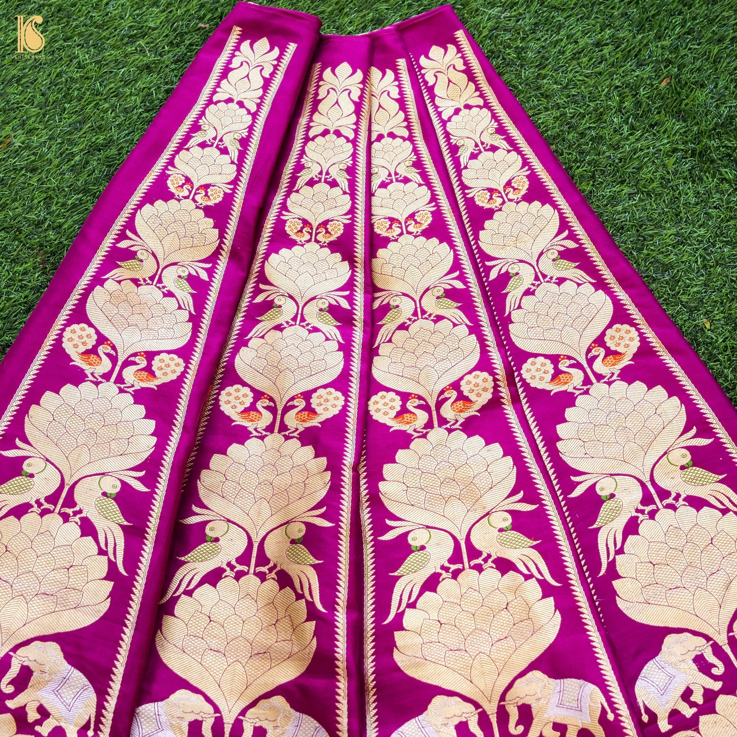 Handloom Banarasi Katan Silk Kalidar Elephant Lehenga