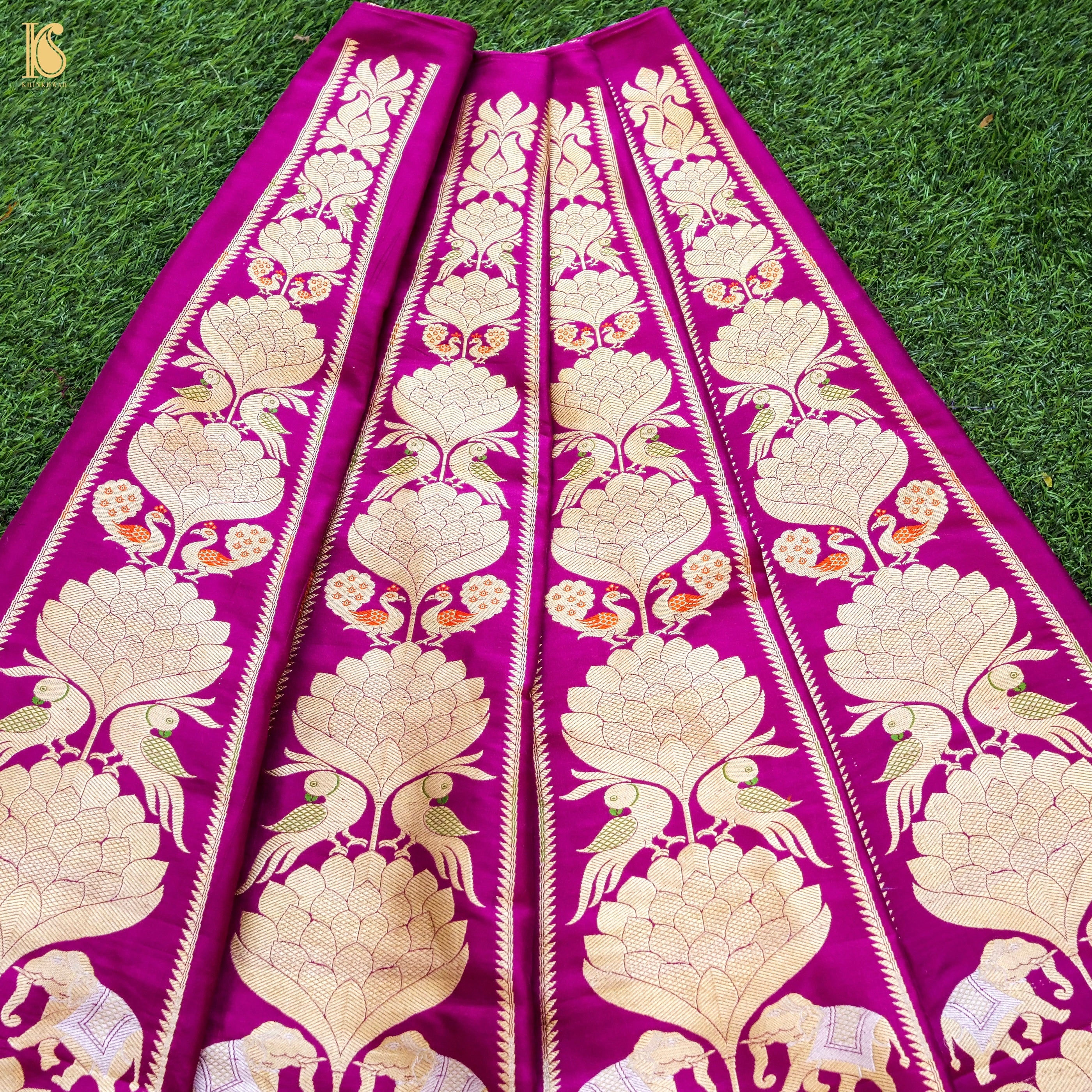Handloom Banarasi Katan Silk Kalidar Elephant Lehenga