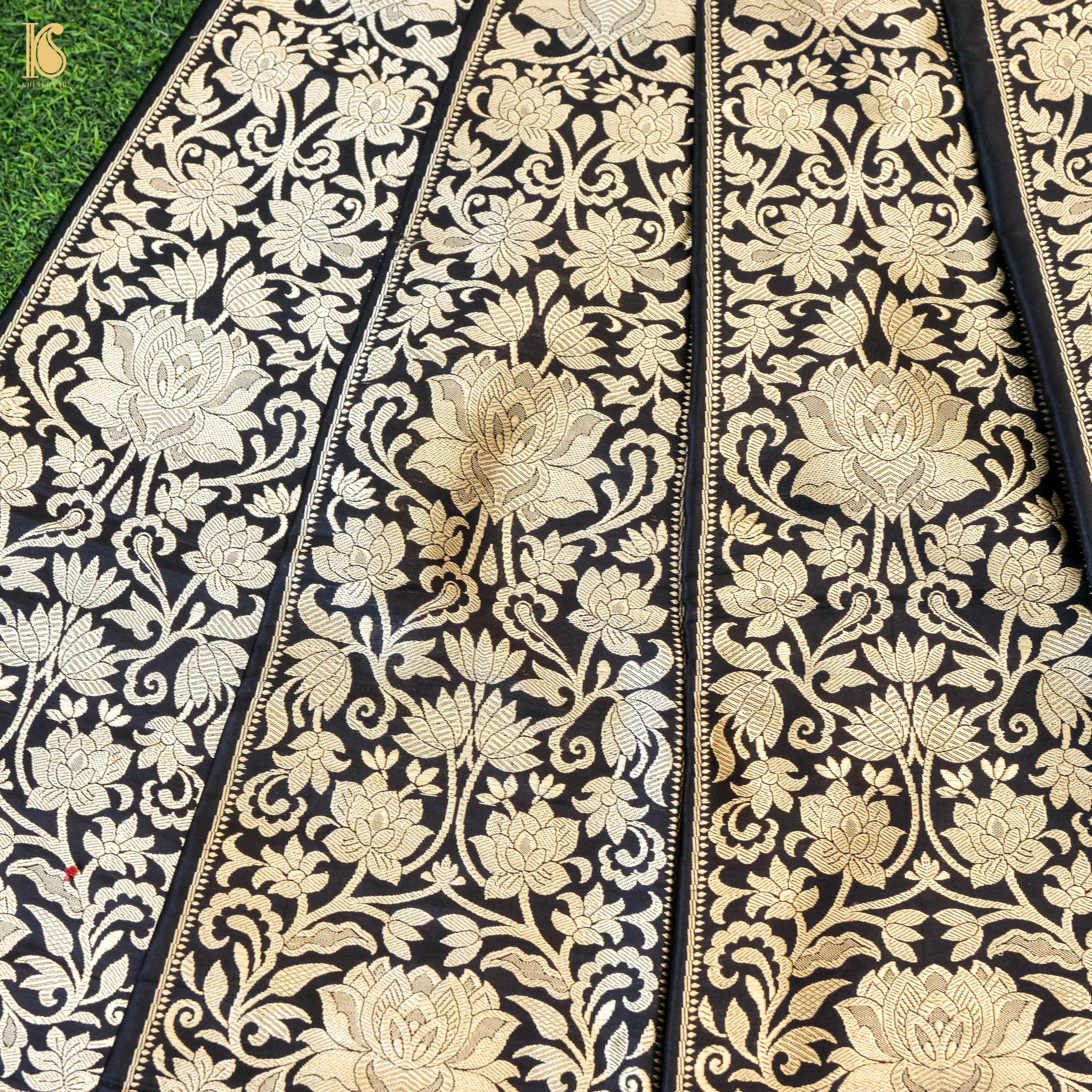 Handloom Banarasi Katan Silk Kalidar Lotus Lehenga