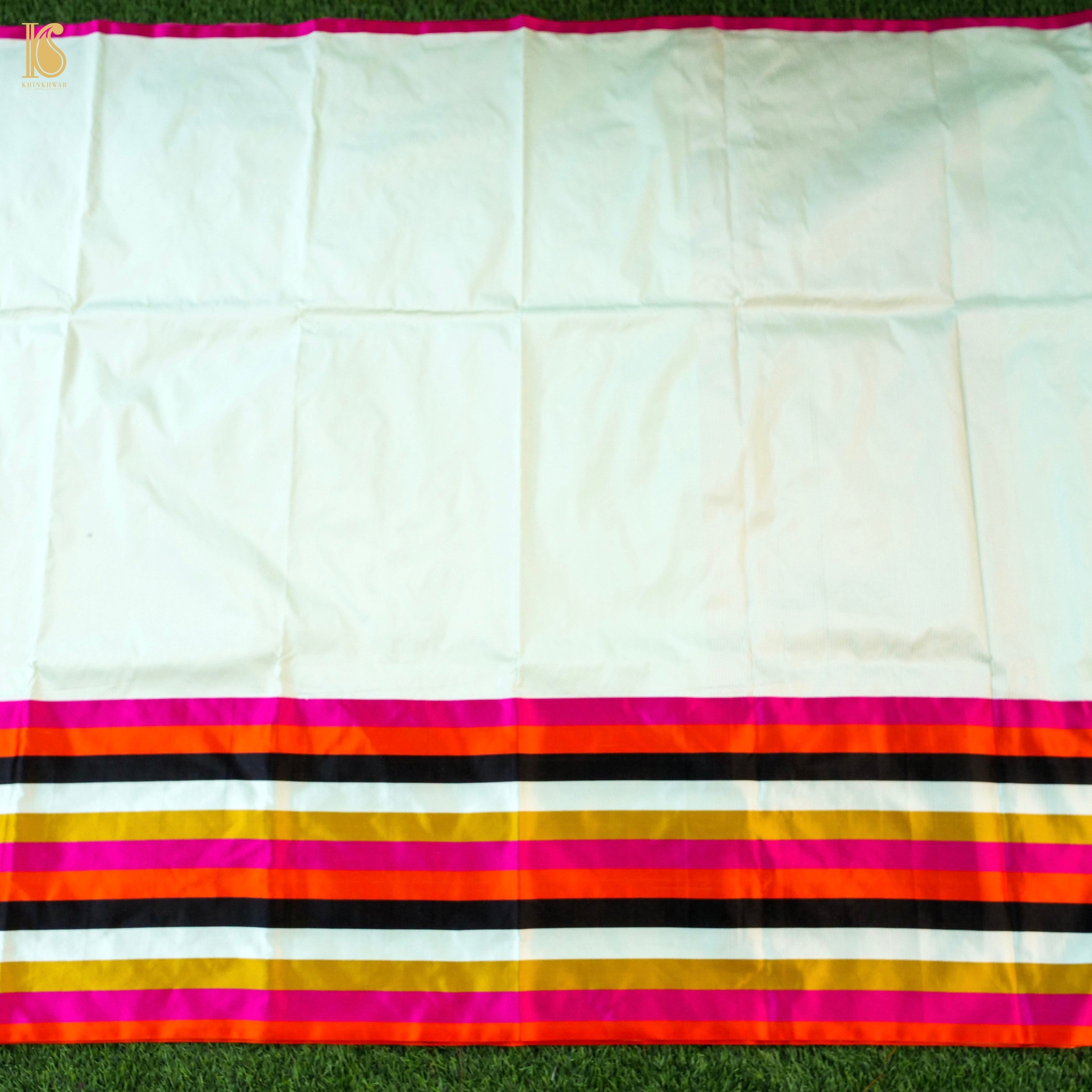Handwoven Pure Mashru Silk Stripes Border Saree