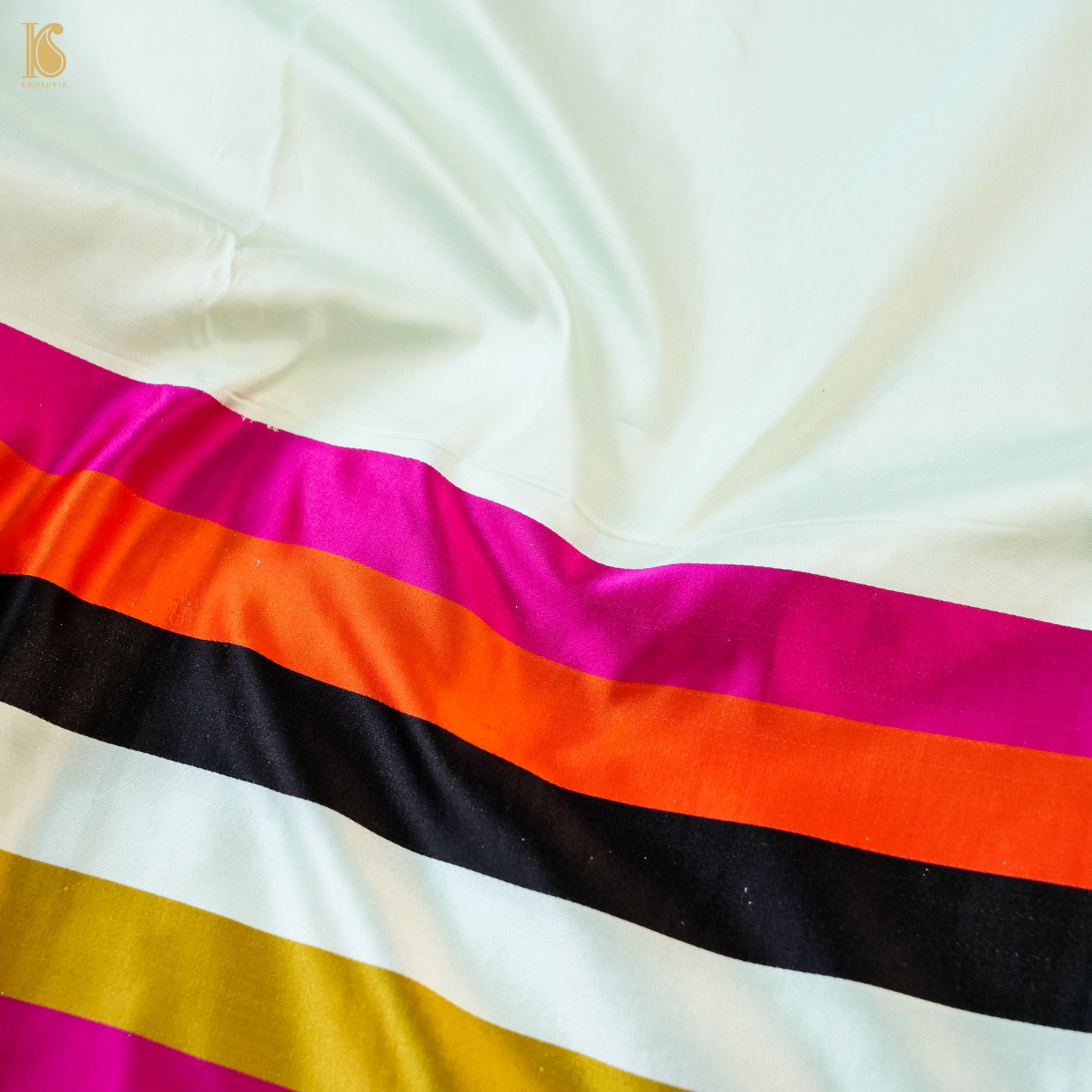 Handwoven Pure Mashru Silk Stripes Border Saree