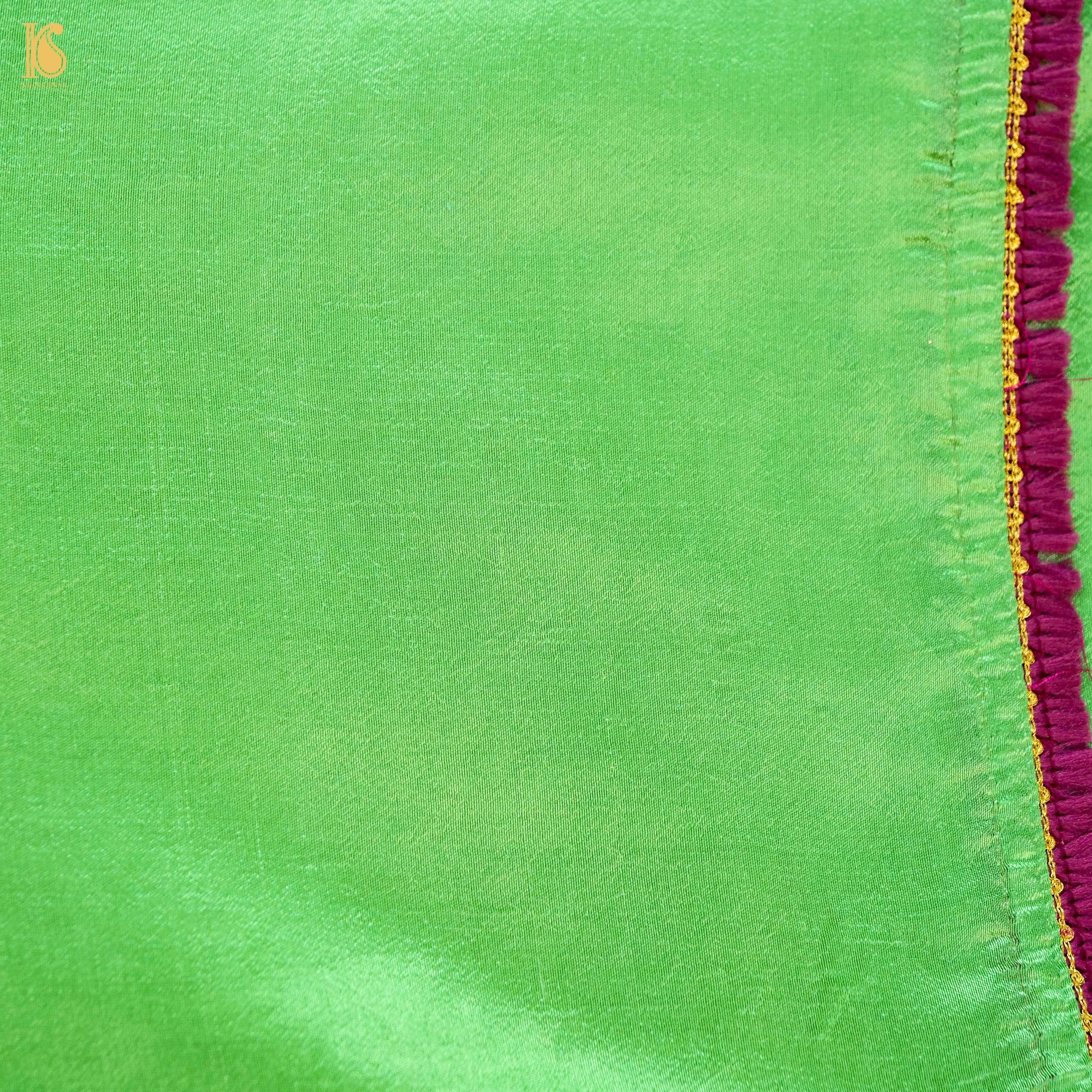 Pink & Green Pure Organza Saree