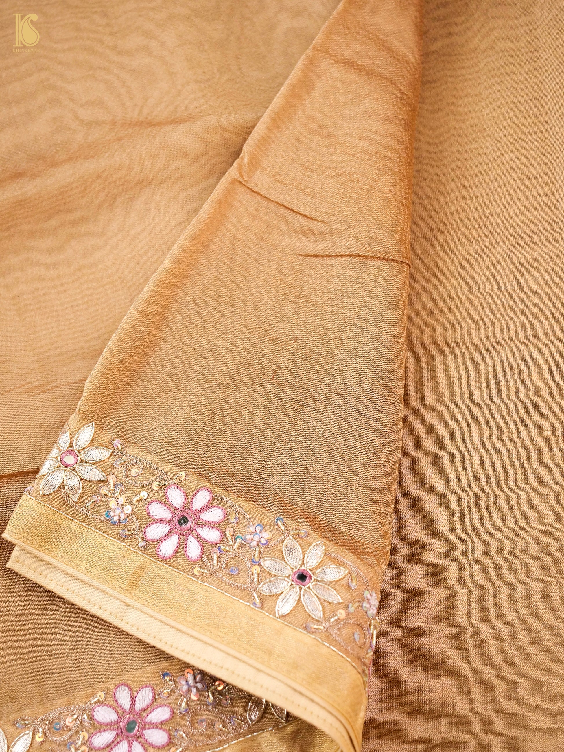 Handwoven Pure Georgette Organza Embroidery Saree