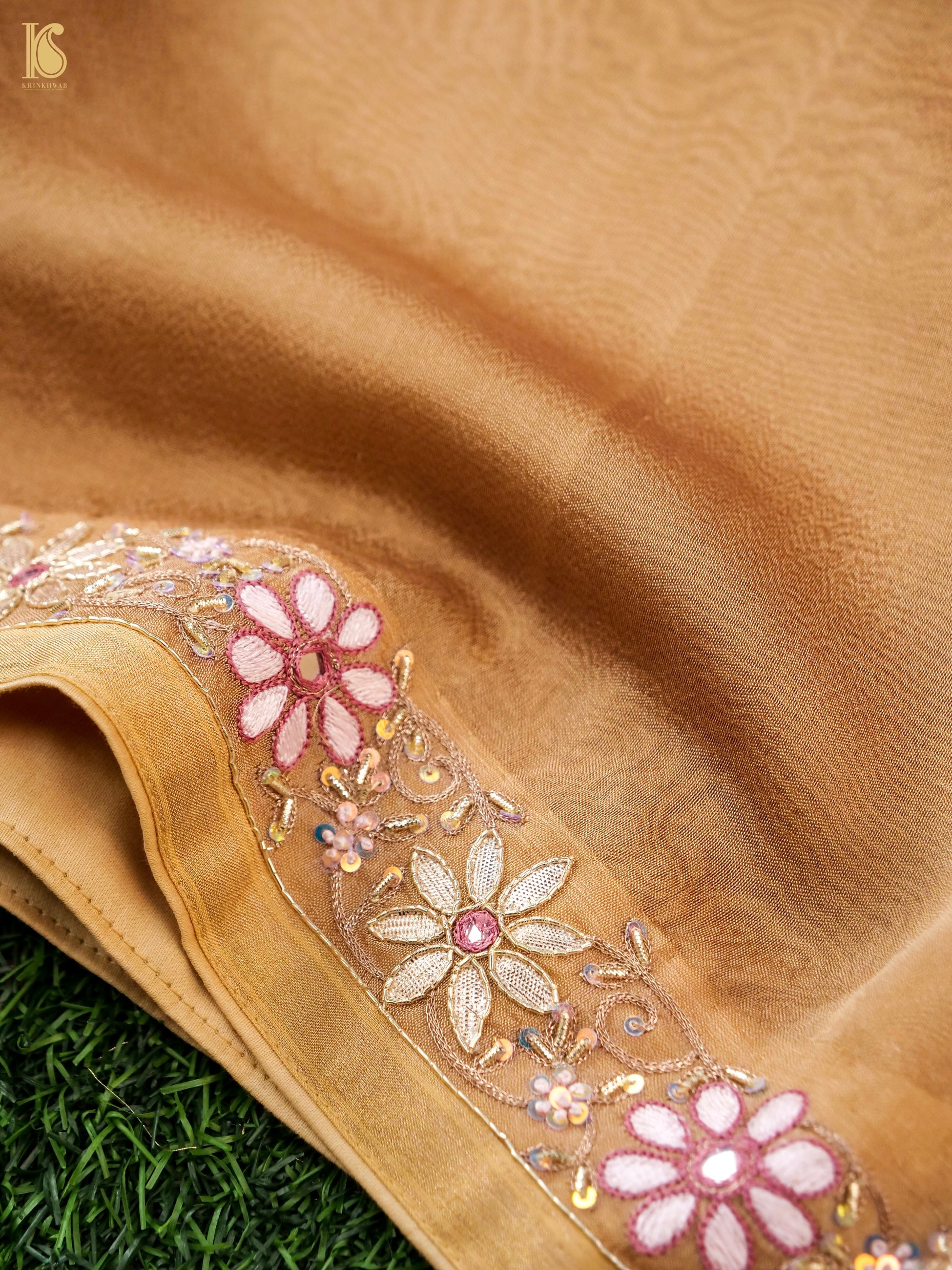 Handwoven Pure Georgette Organza Embroidery Saree