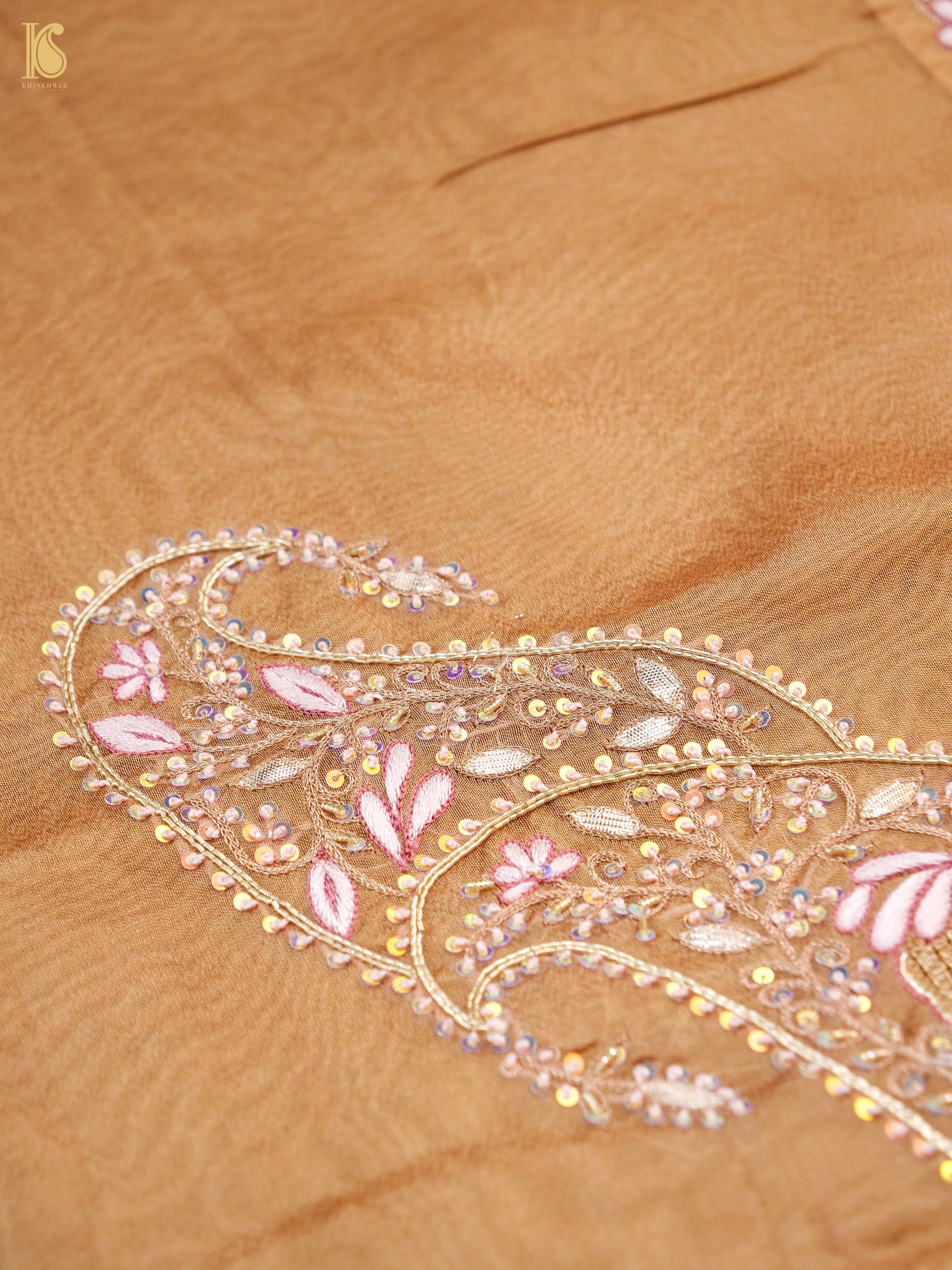 Handwoven Pure Georgette Organza Embroidery Saree