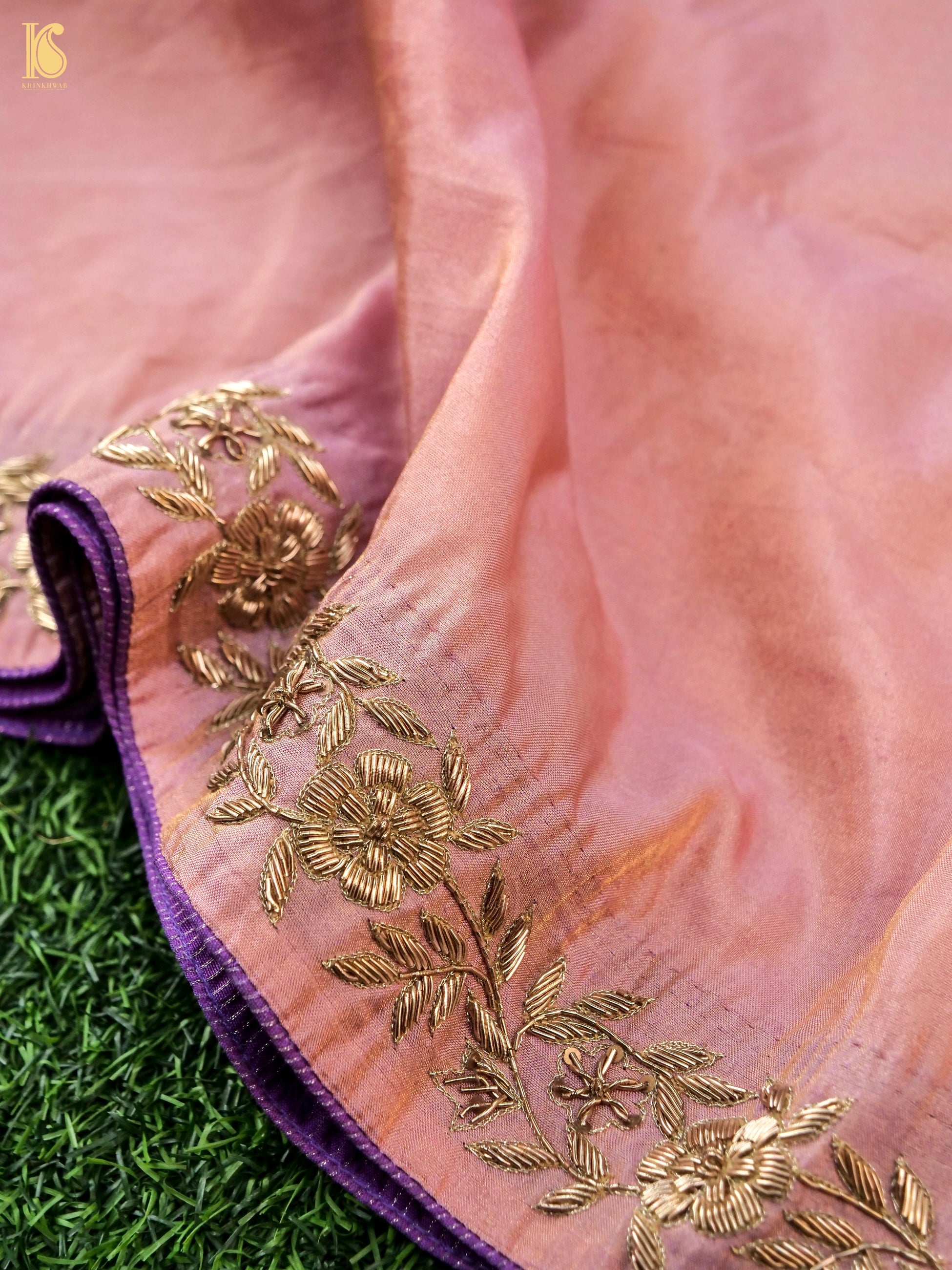 Handwoven Pure Tissue Silk Zardozi Embroidery Saree