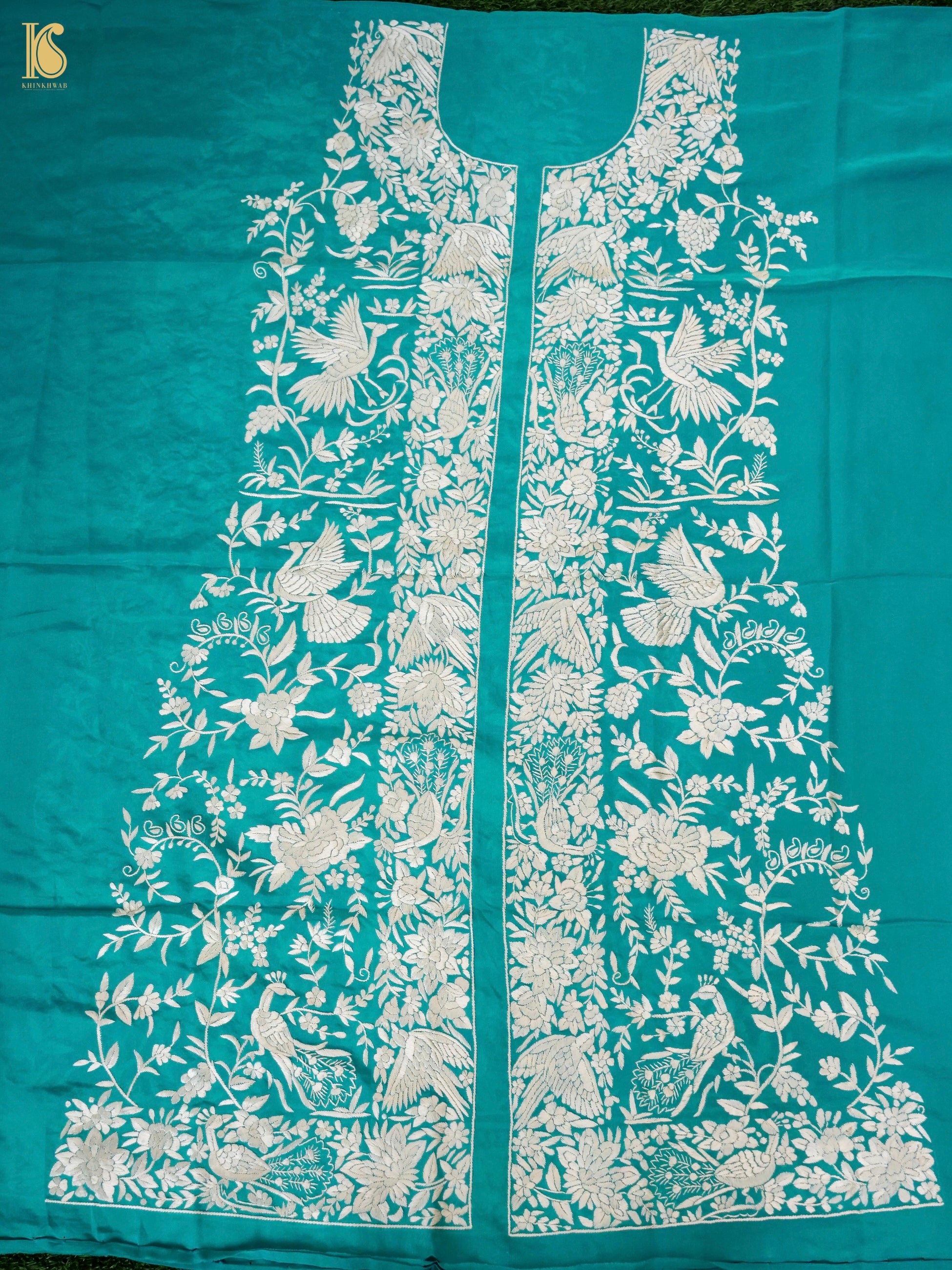 Parsi Gara Pure Crepe Kurta and Bottoms Fabric