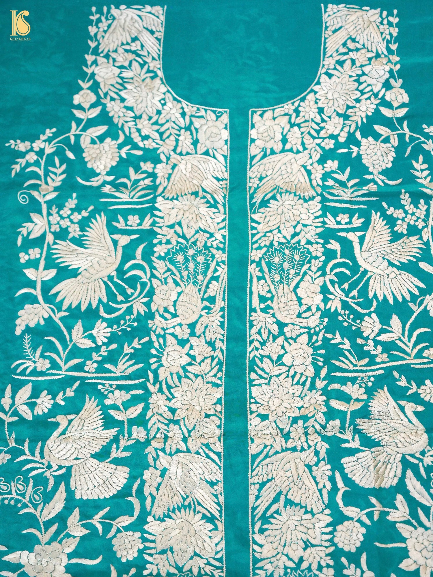 Parsi Gara Pure Crepe Kurta and Bottoms Fabric
