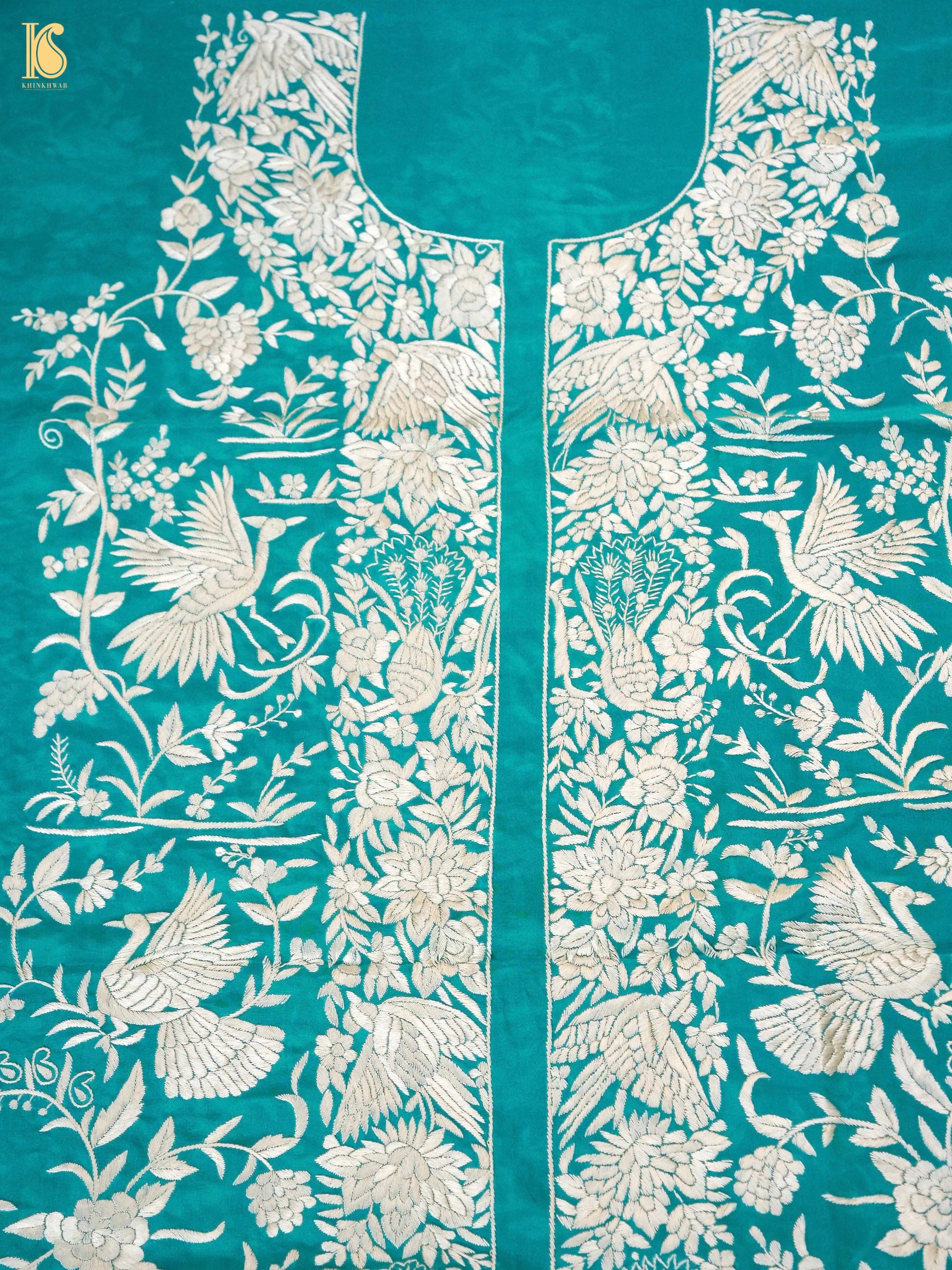 Parsi Gara Pure Crepe Kurta and Bottoms Fabric