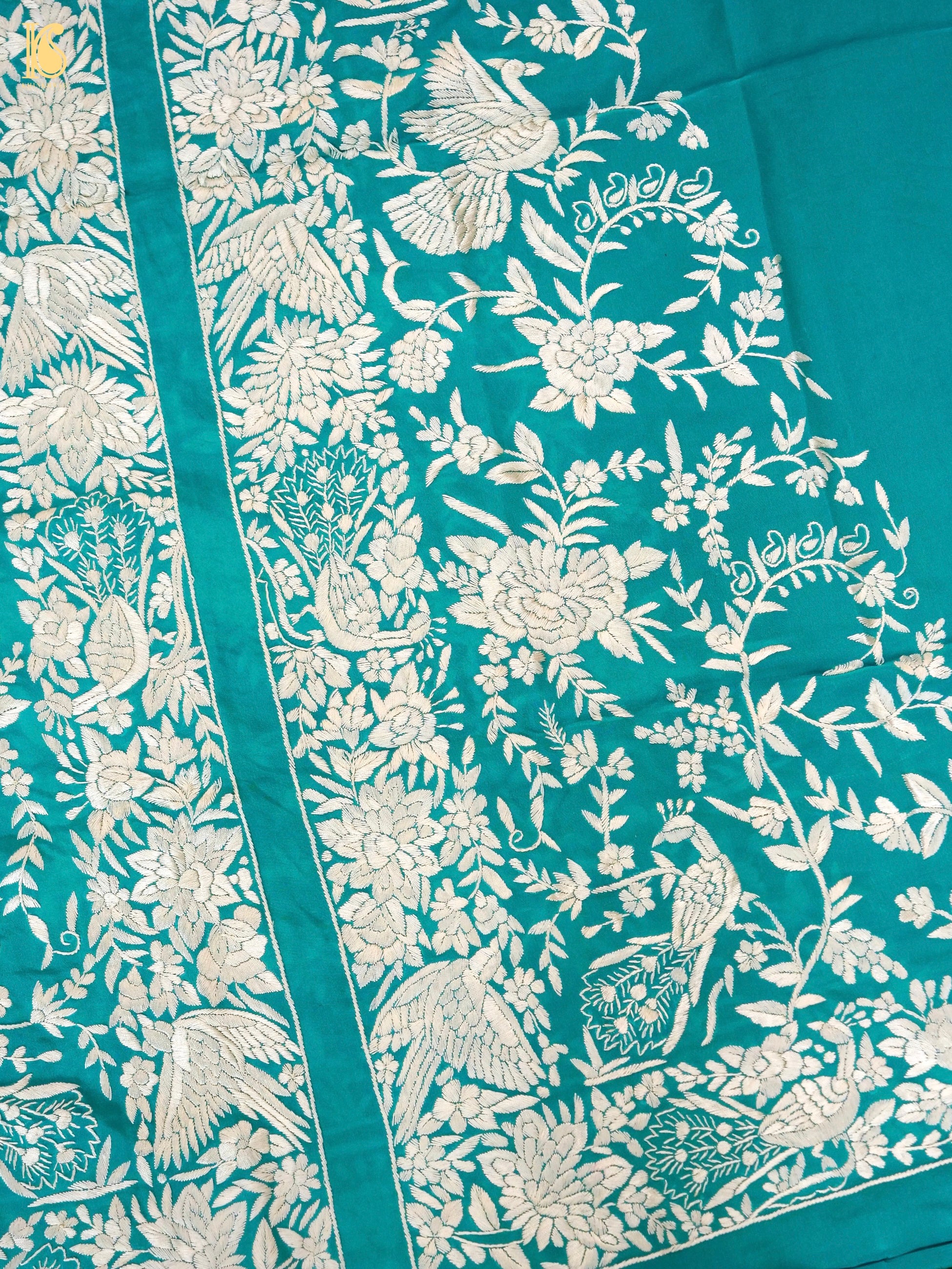 Parsi Gara Pure Crepe Kurta and Bottoms Fabric