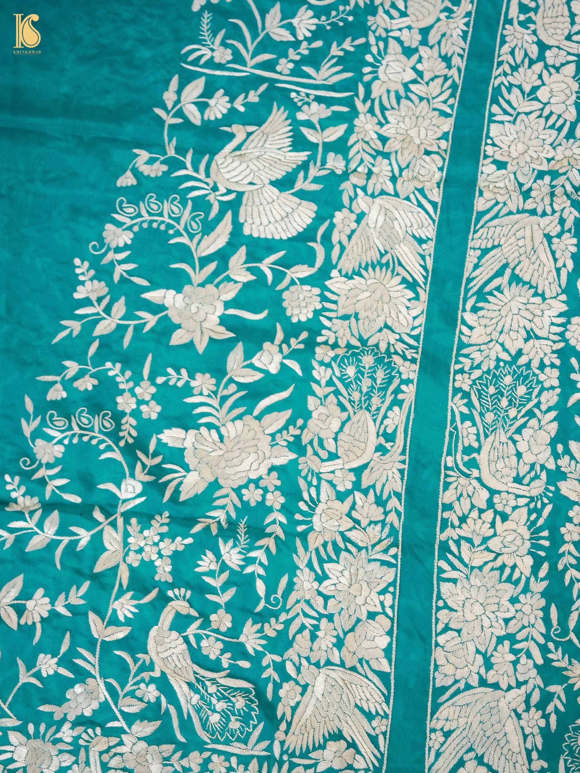 Parsi Gara Pure Crepe Kurta and Bottoms Fabric