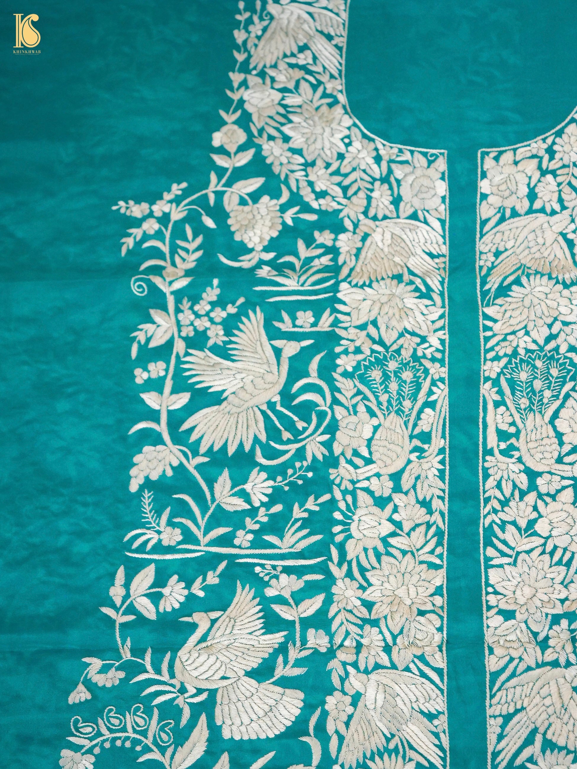 Parsi Gara Pure Crepe Kurta and Bottoms Fabric