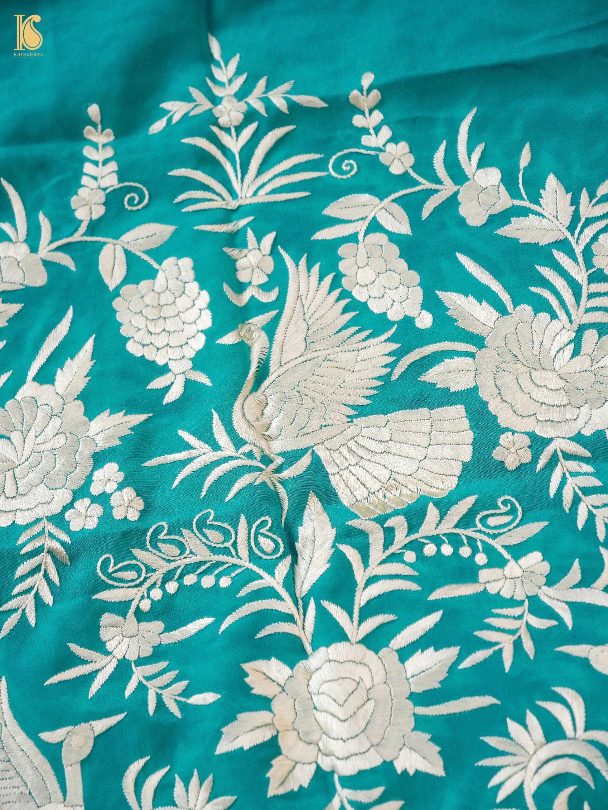 Parsi Gara Pure Crepe Kurta and Bottoms Fabric