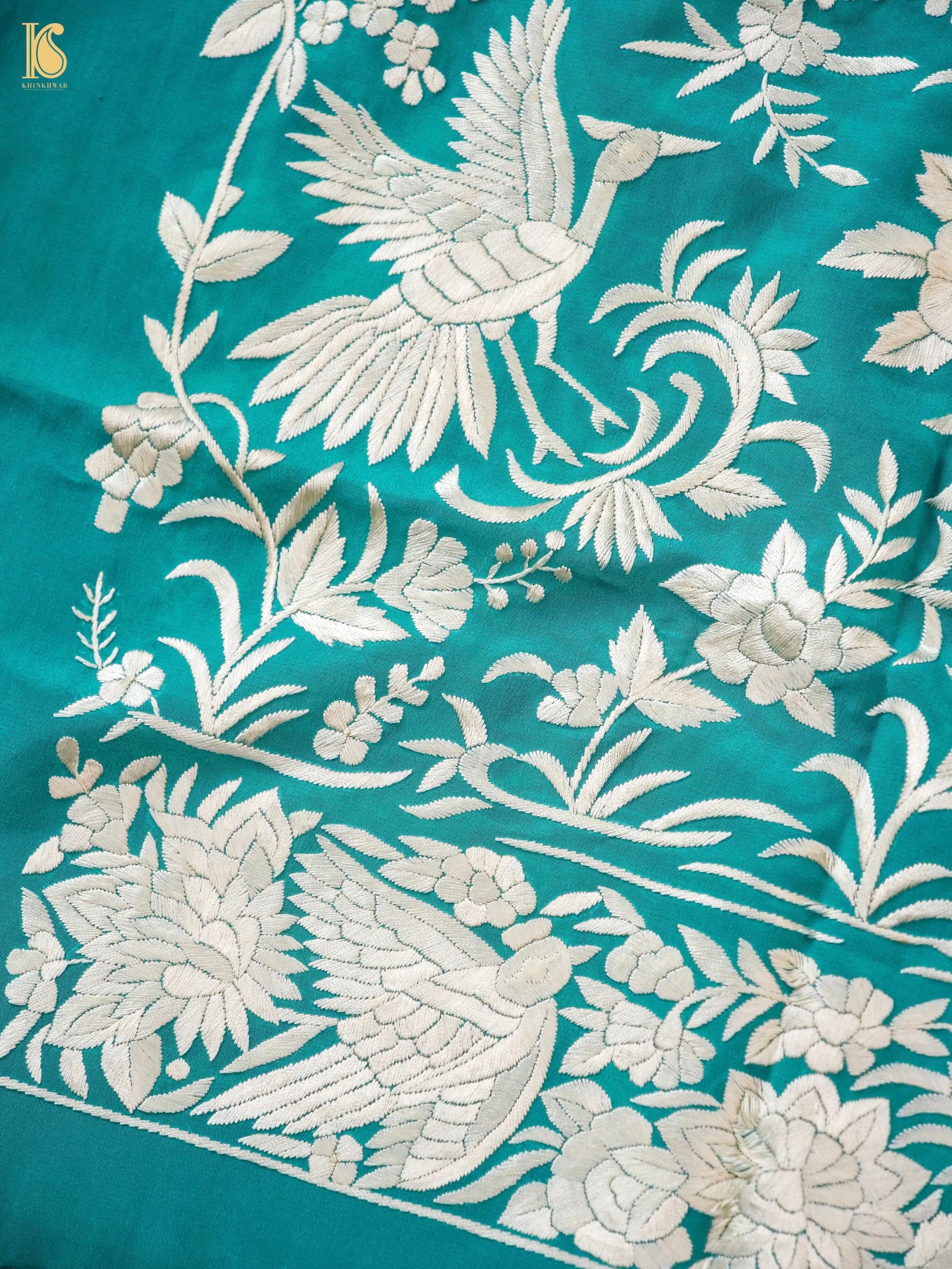 Parsi Gara Pure Crepe Kurta and Bottoms Fabric