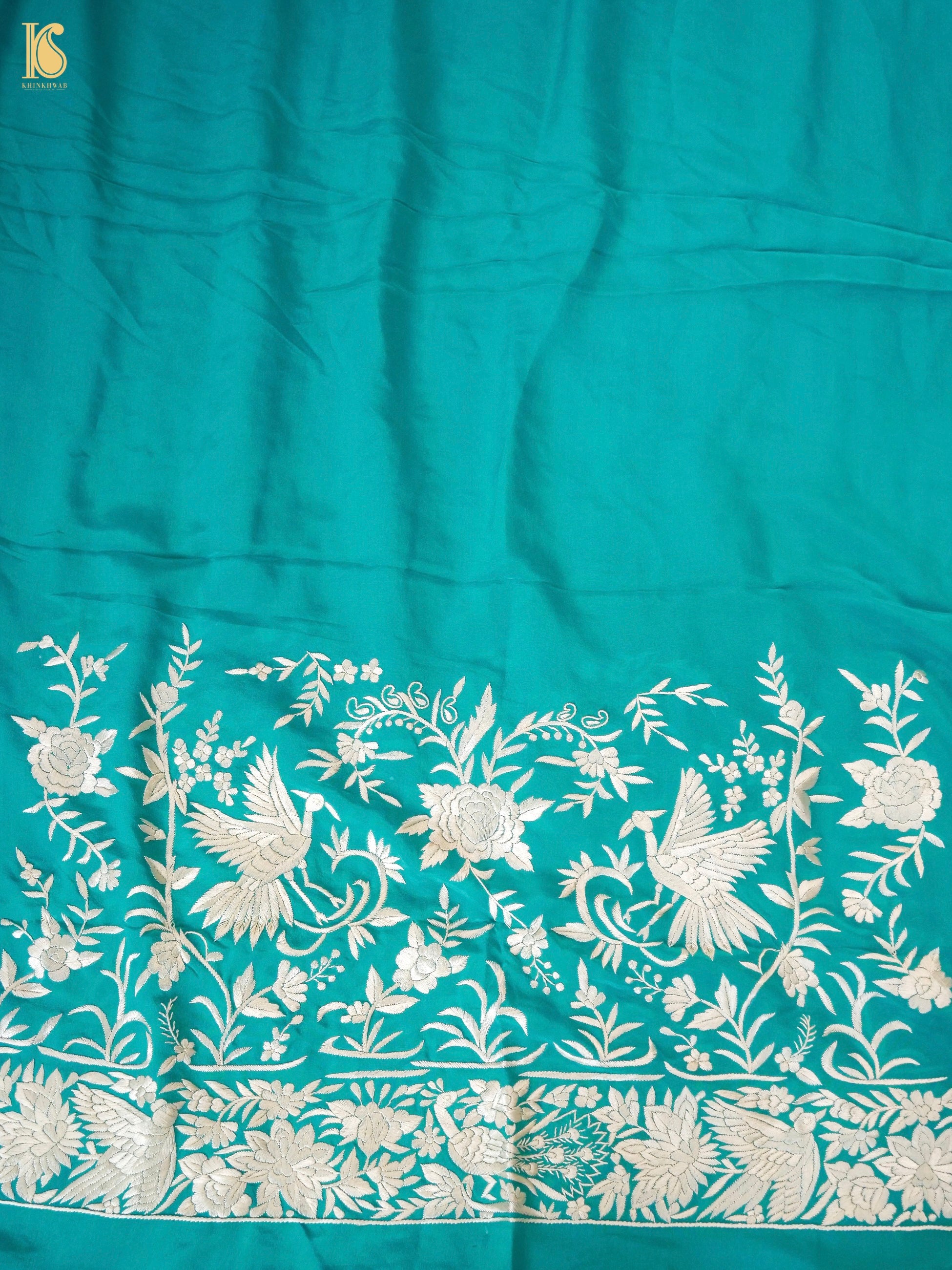 Parsi Gara Pure Crepe Kurta and Bottoms Fabric