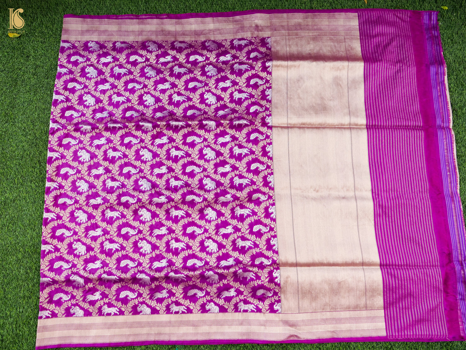 Handwoven Katan Silk Banarasi Shikargah Saree