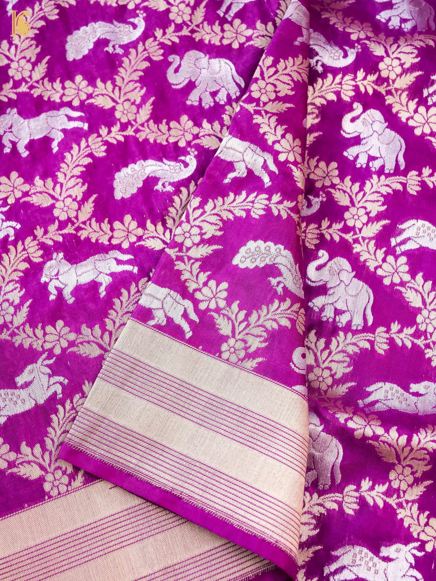 Handwoven Katan Silk Banarasi Shikargah Saree