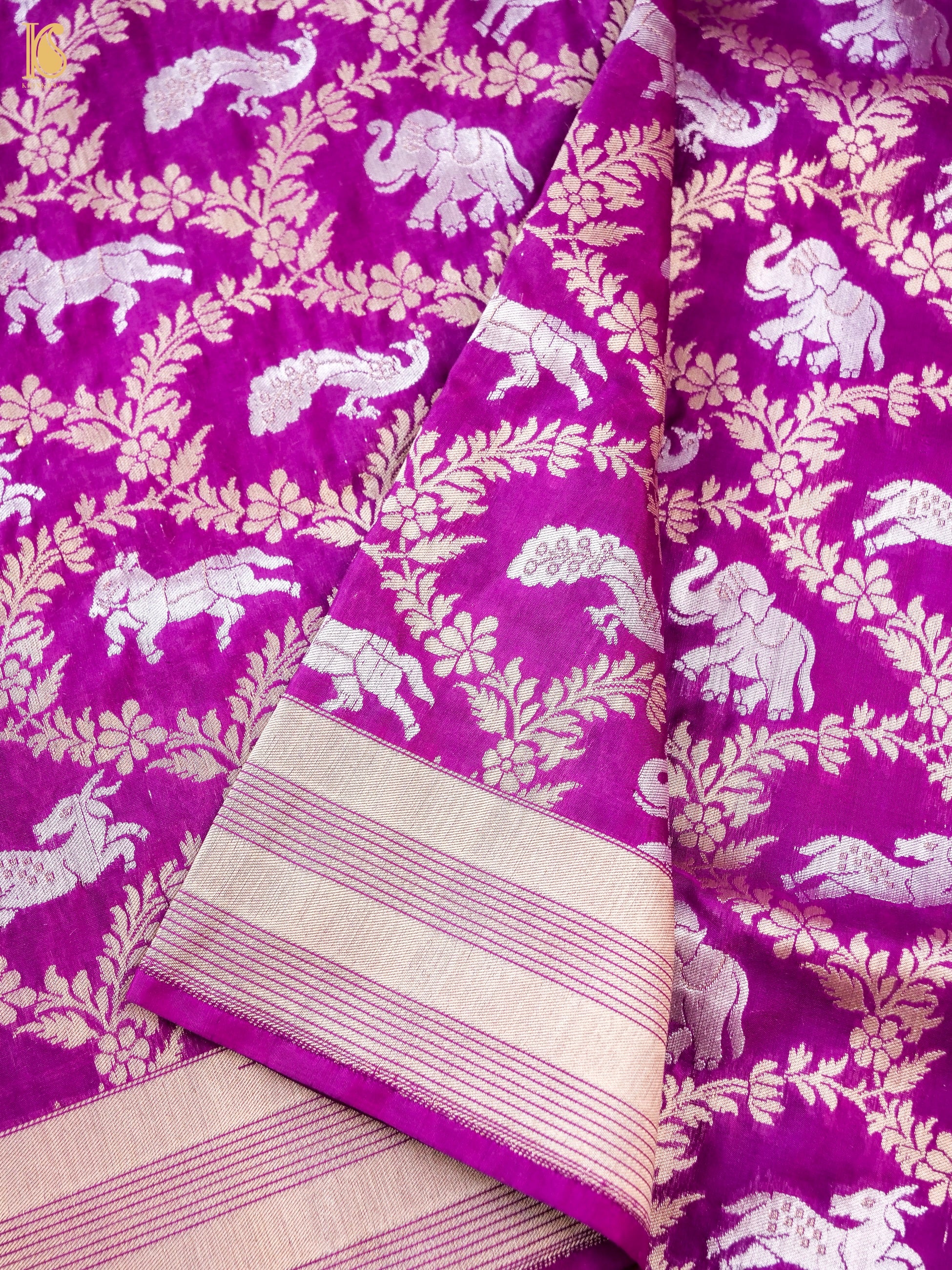 Handwoven Katan Silk Banarasi Shikargah Saree