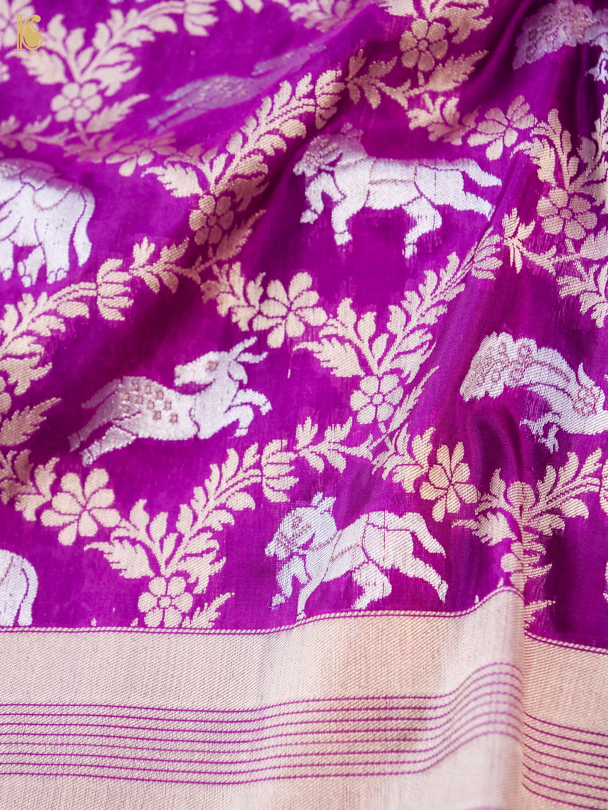 Handwoven Katan Silk Banarasi Shikargah Saree