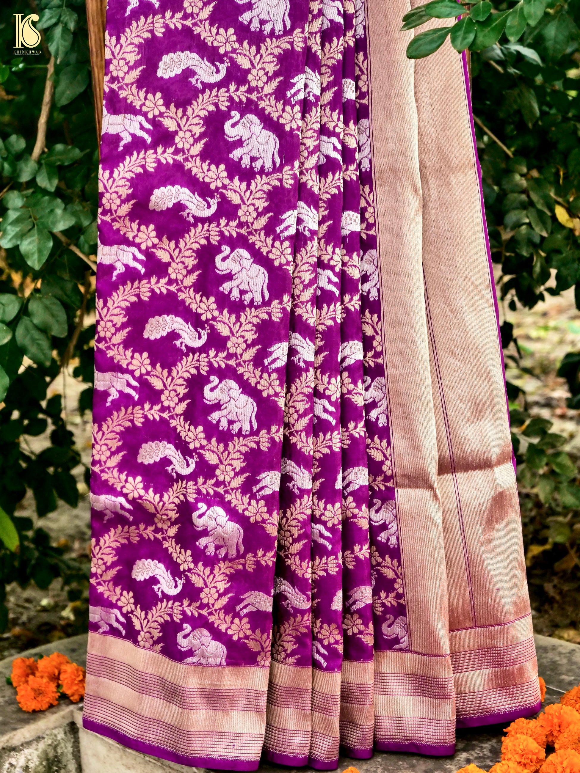 Handwoven Katan Silk Banarasi Shikargah Saree