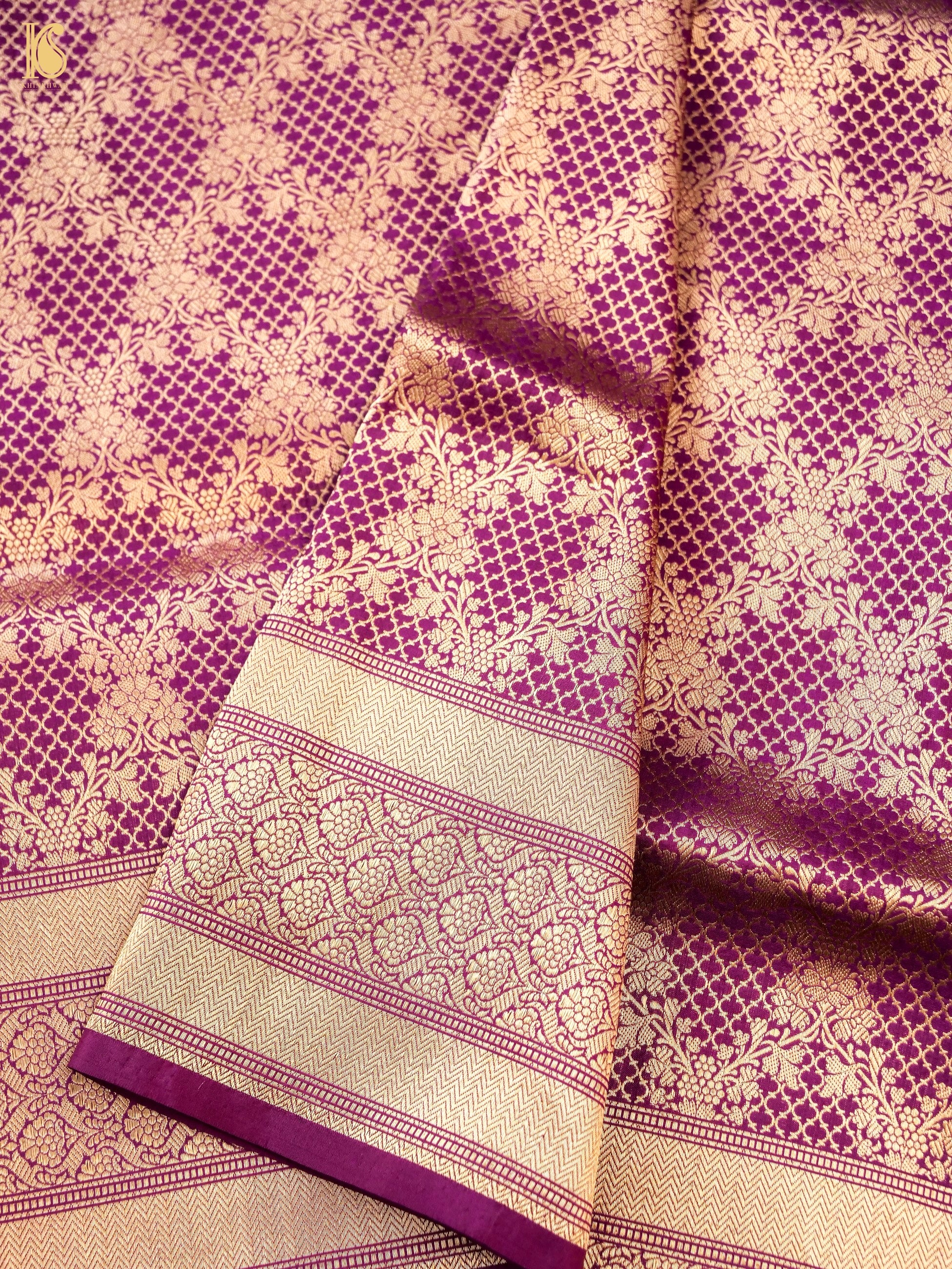Handloom Banarasi Katan Silk Zari Tanchoi Saree