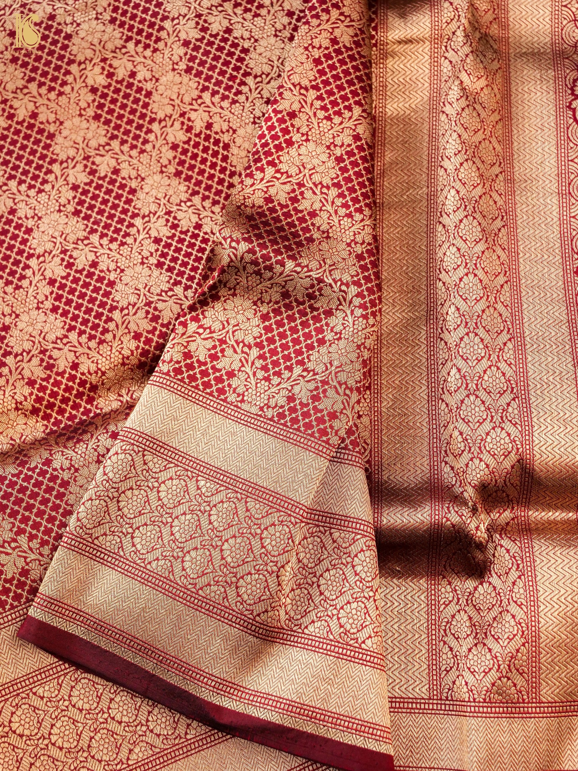 Handloom Banarasi Katan Silk Zari Tanchoi Saree