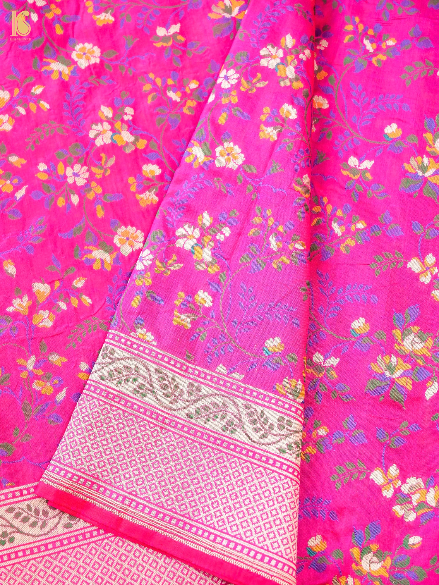 Handwoven Banarasi Pure Katan Silk Jaal Saree