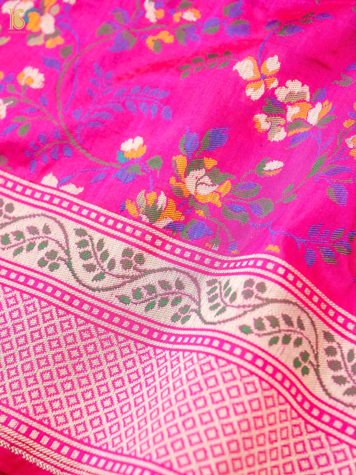 Handwoven Banarasi Pure Katan Silk Jaal Saree