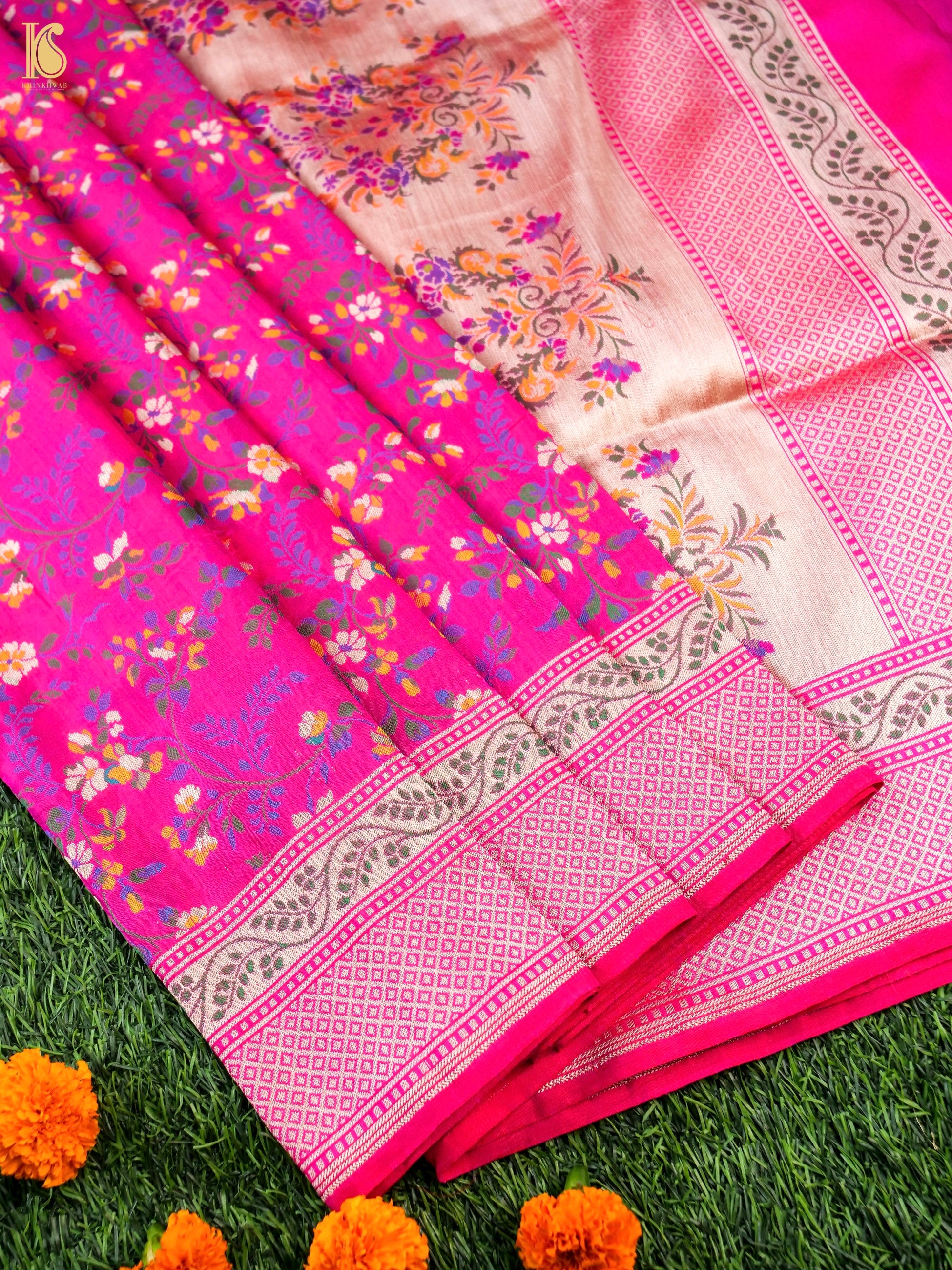 Handwoven Banarasi Pure Katan Silk Jaal Saree
