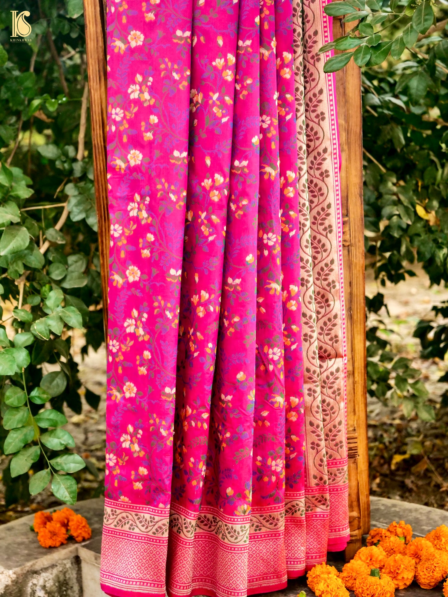 Handwoven Banarasi Pure Katan Silk Jaal Saree