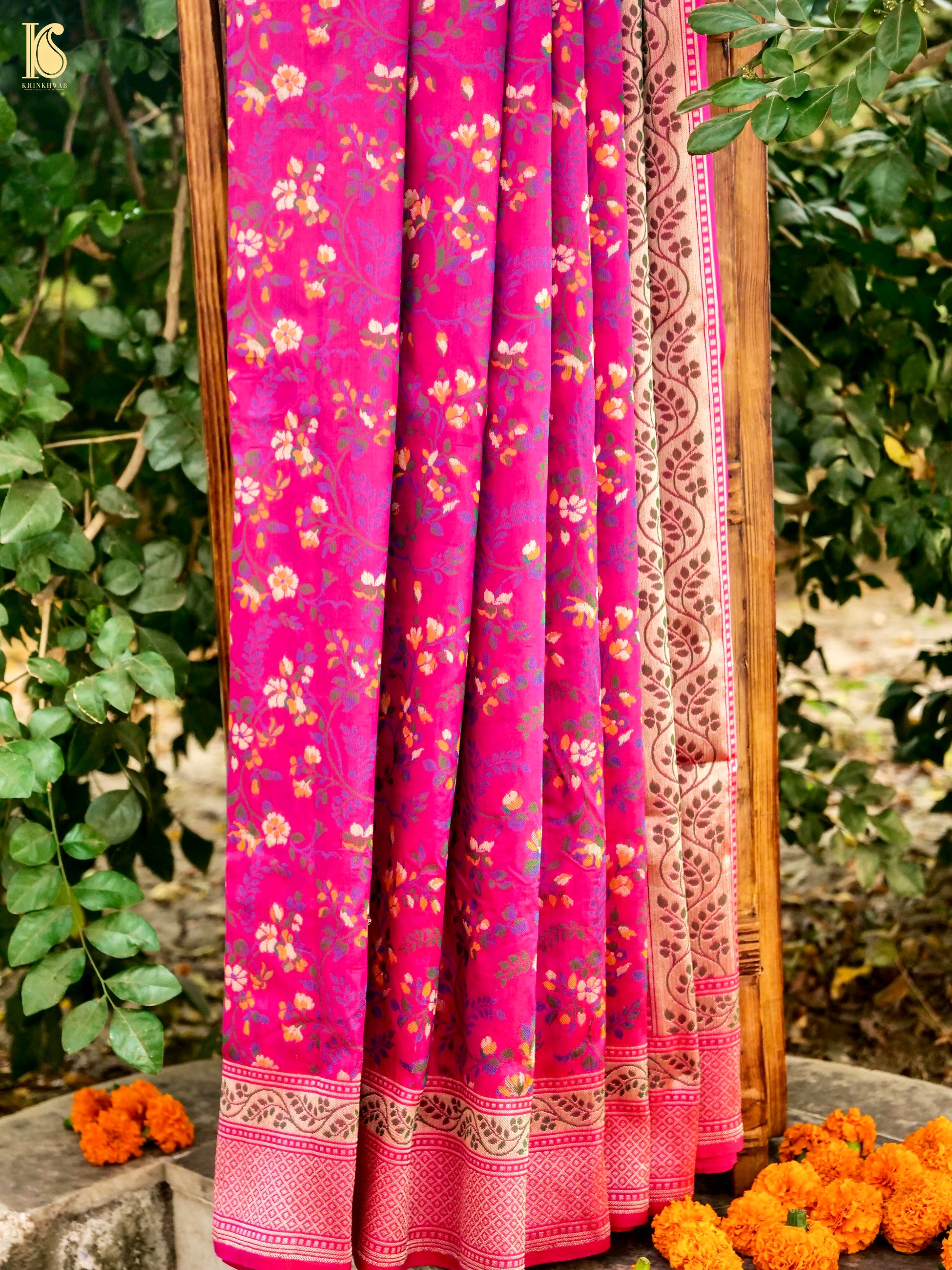 Handwoven Banarasi Pure Katan Silk Jaal Saree