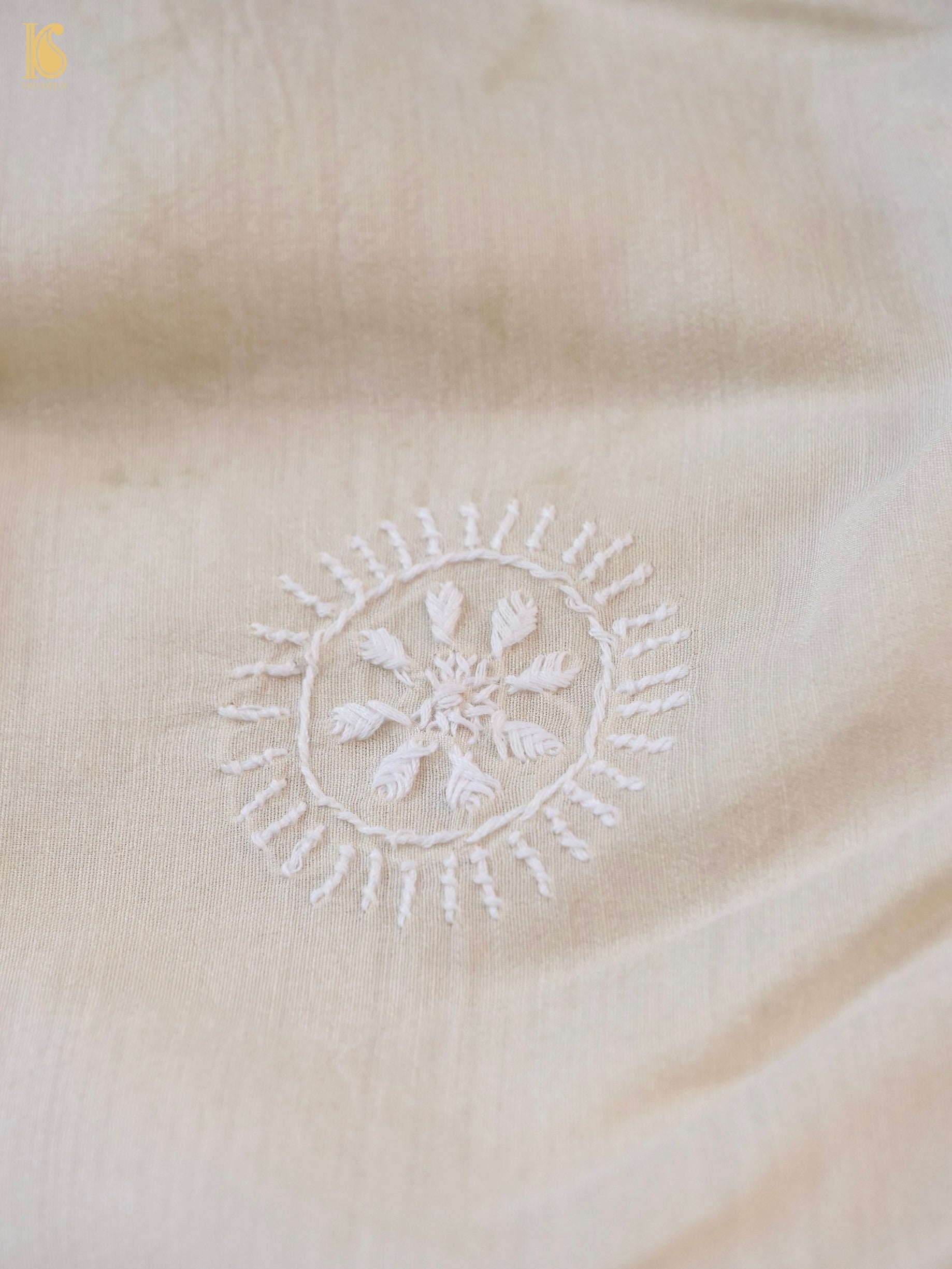 Chikankari Moonga Tussar Silk Saree