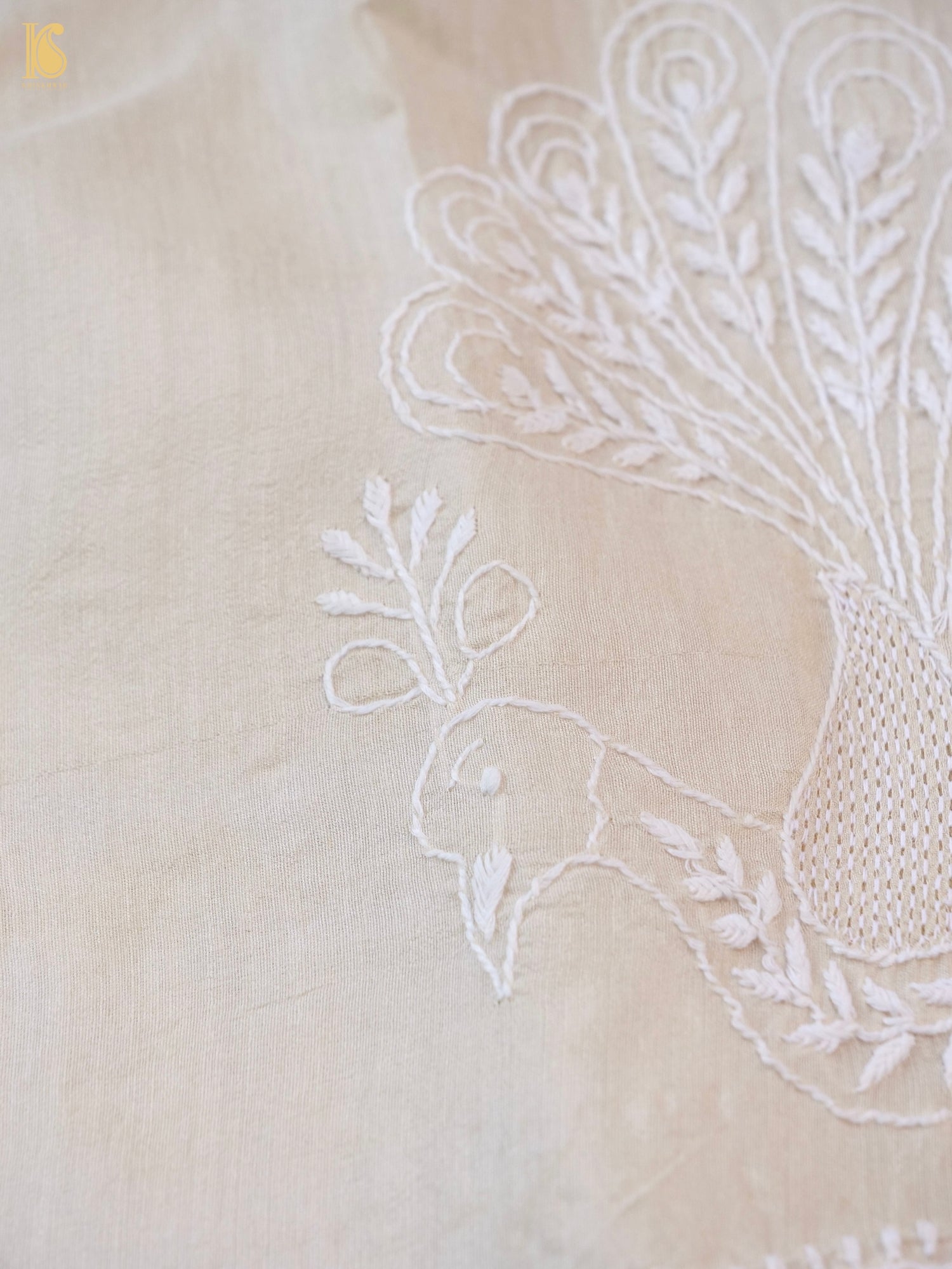 Chikankari Moonga Tussar Silk Saree