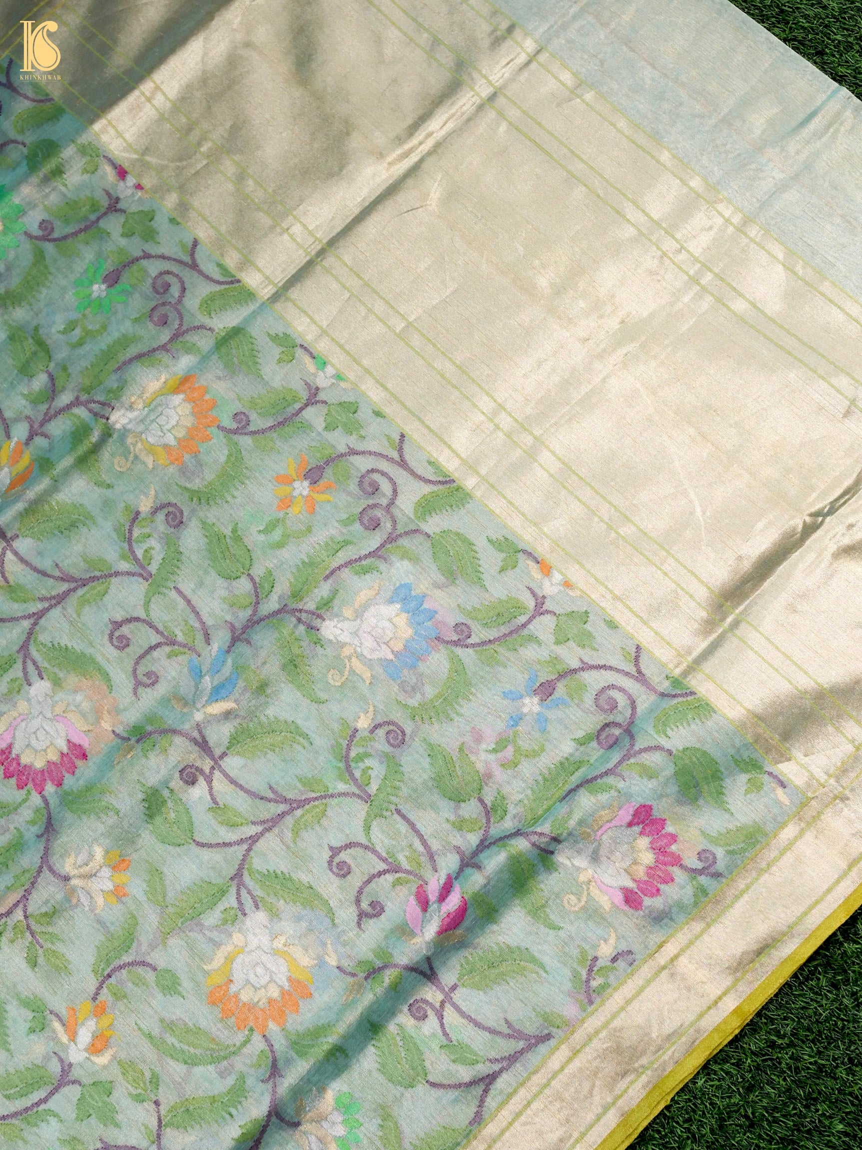 Handloom Banarasi Real Silver Zari Tissue Silk Saree