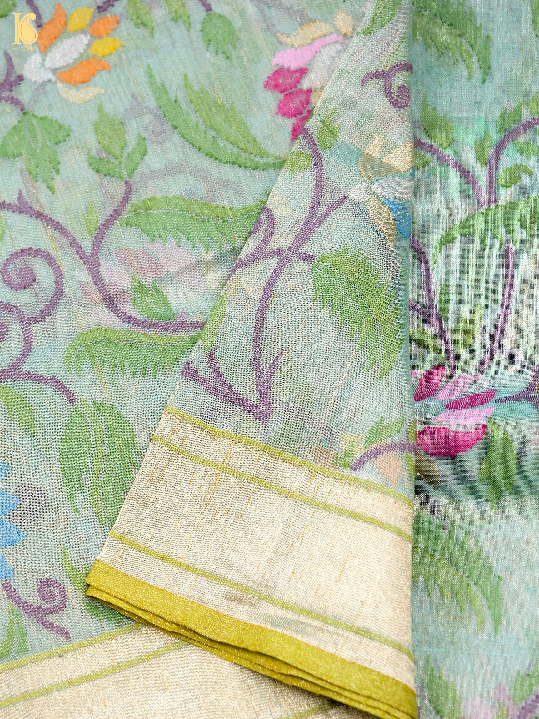 Handloom Banarasi Real Silver Zari Tissue Silk Saree
